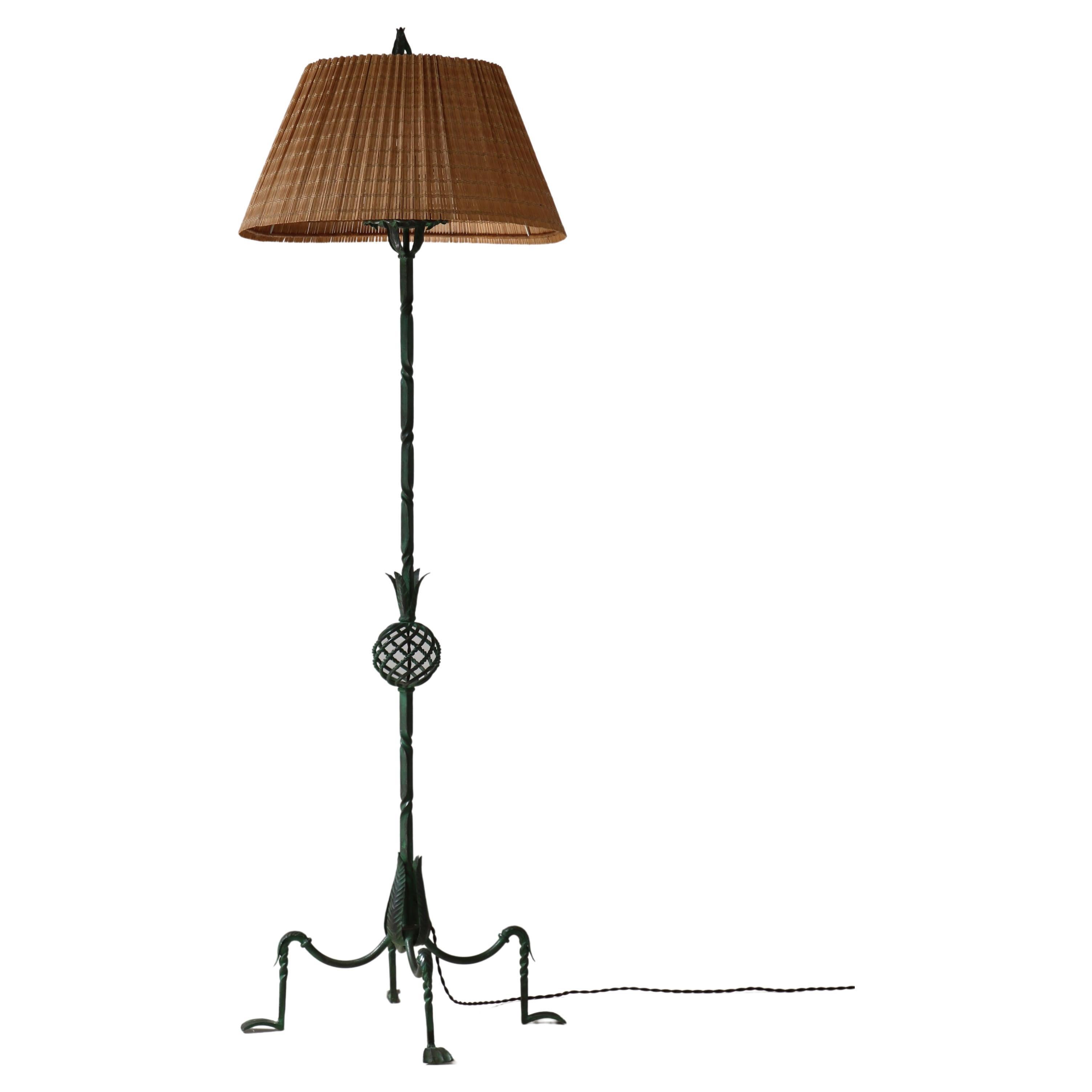 Scandinavian Green Iron Floor Lamp, Taidetakomo Hakkarainen, Finland, 1930s