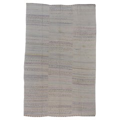 Scandinavian Modern Ivory Multi Colored Wool Kilim 6'10''x10'10''