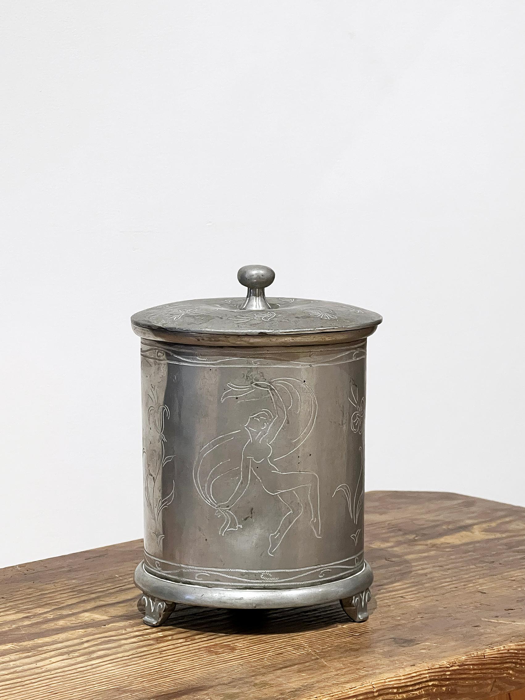 Swedish Scandinavian Modern Jar in Pewter, Sweden -1925 For Sale