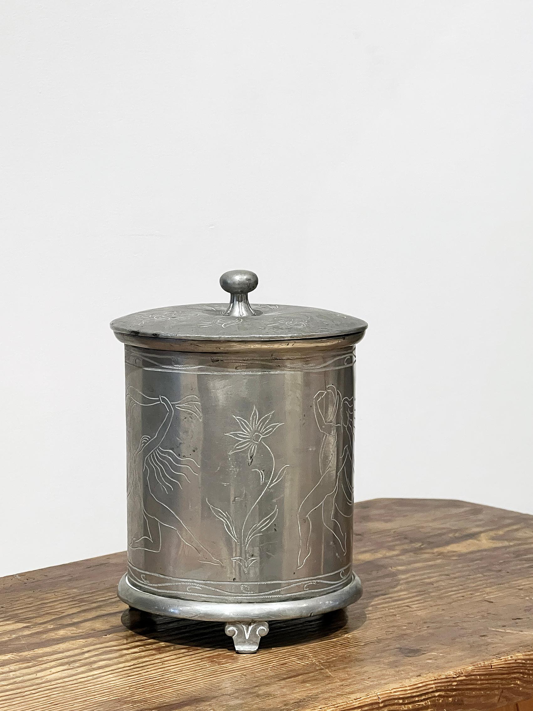 Early 20th Century Scandinavian Modern Jar in Pewter, Sweden -1925 For Sale
