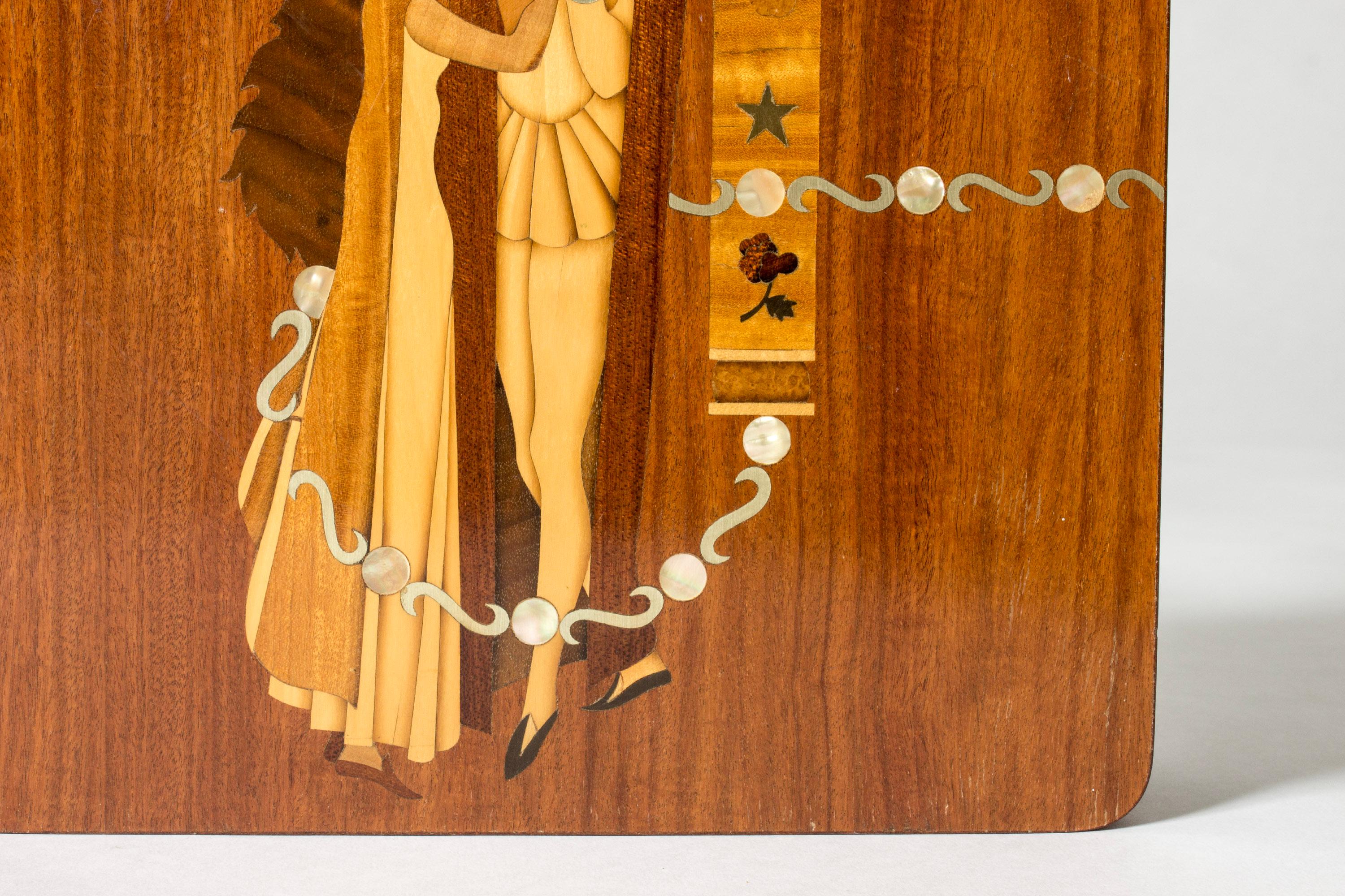 Scandinavian Modern Jewelry Box with Inlays from Mjölby Intarsia, Sweden, 1940s 1