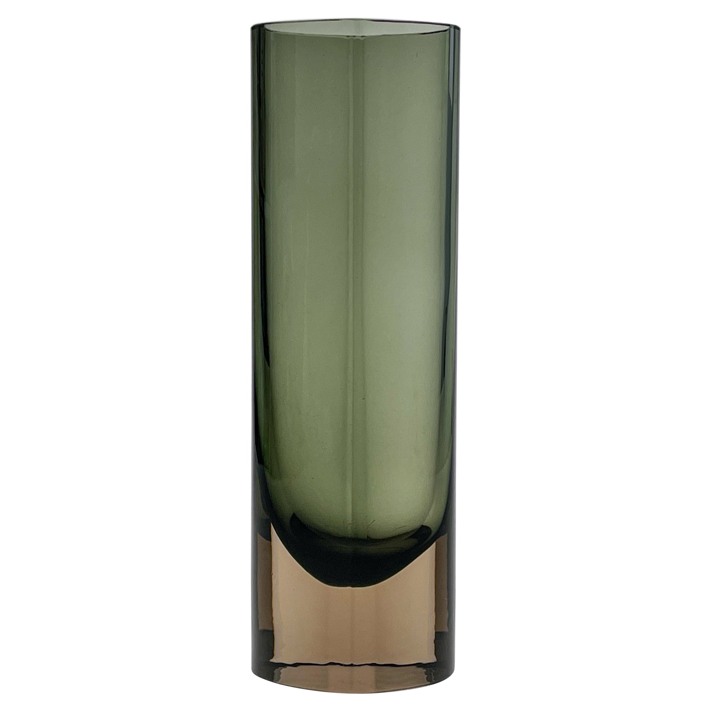 Scandinavian Modern Kaj Franck Art-Glass Vase Handblown Green Brown circa 1967

Artist:
Kaj Franck (Vyborg, Finland 1911-Santorini, Greece 1989) was an influential Finnish designer and leading figure in Finnish art-world between 1940-1980.

Born in