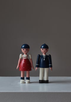 Scandinavian Modern Kay Bojesen "Lise & Ole" Wooden Dolls, 1930s
