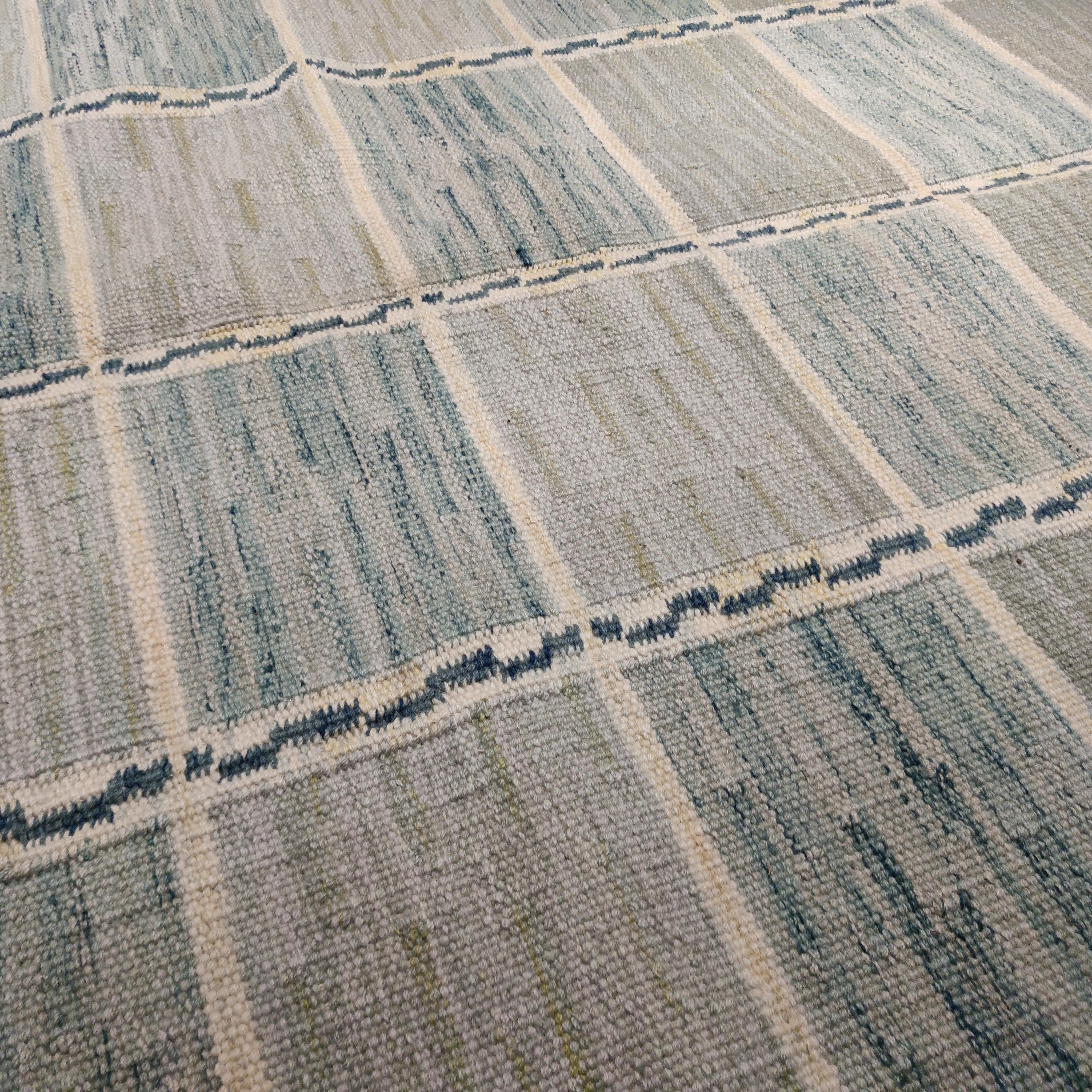 Inspired by Mid-Century Modern Swedish carpets, this Kilim is part of our contemporary collection of textured flat weaves where the material is employed in such a way as to create a sturdy rug that can be beautifully juxtaposed in today's interiors.