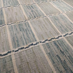 Scandinavian Modern Kilim Carpet in Teal Green and Aqua Blue