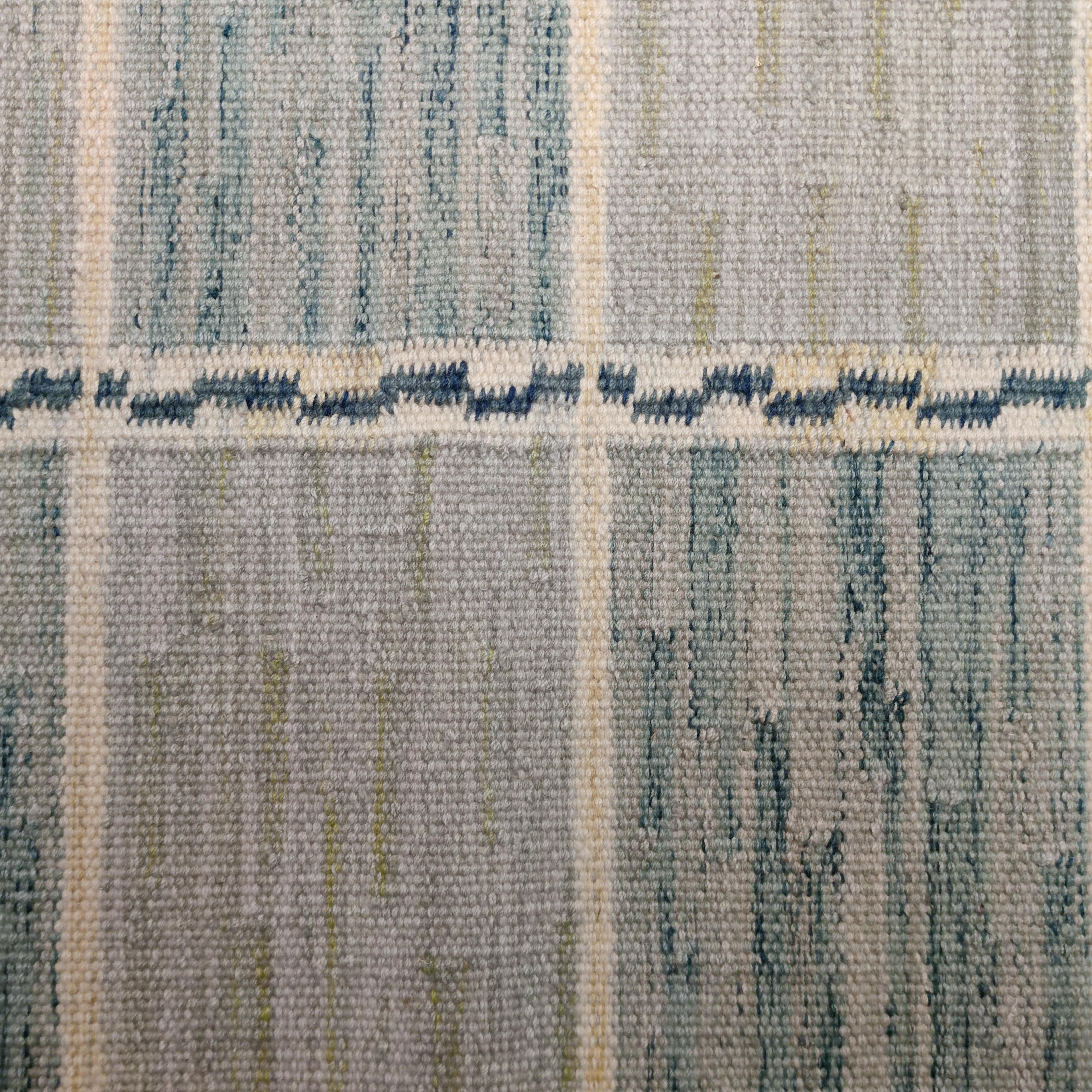 Indian Scandinavian Modern Kilim Carpet in Teal Green and Aqua Blue For Sale