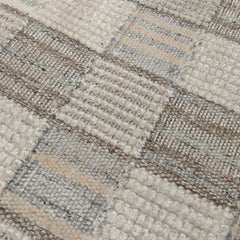 Scandinavian Modern Kilim Carpet in White, Silver Grey and Anthracite