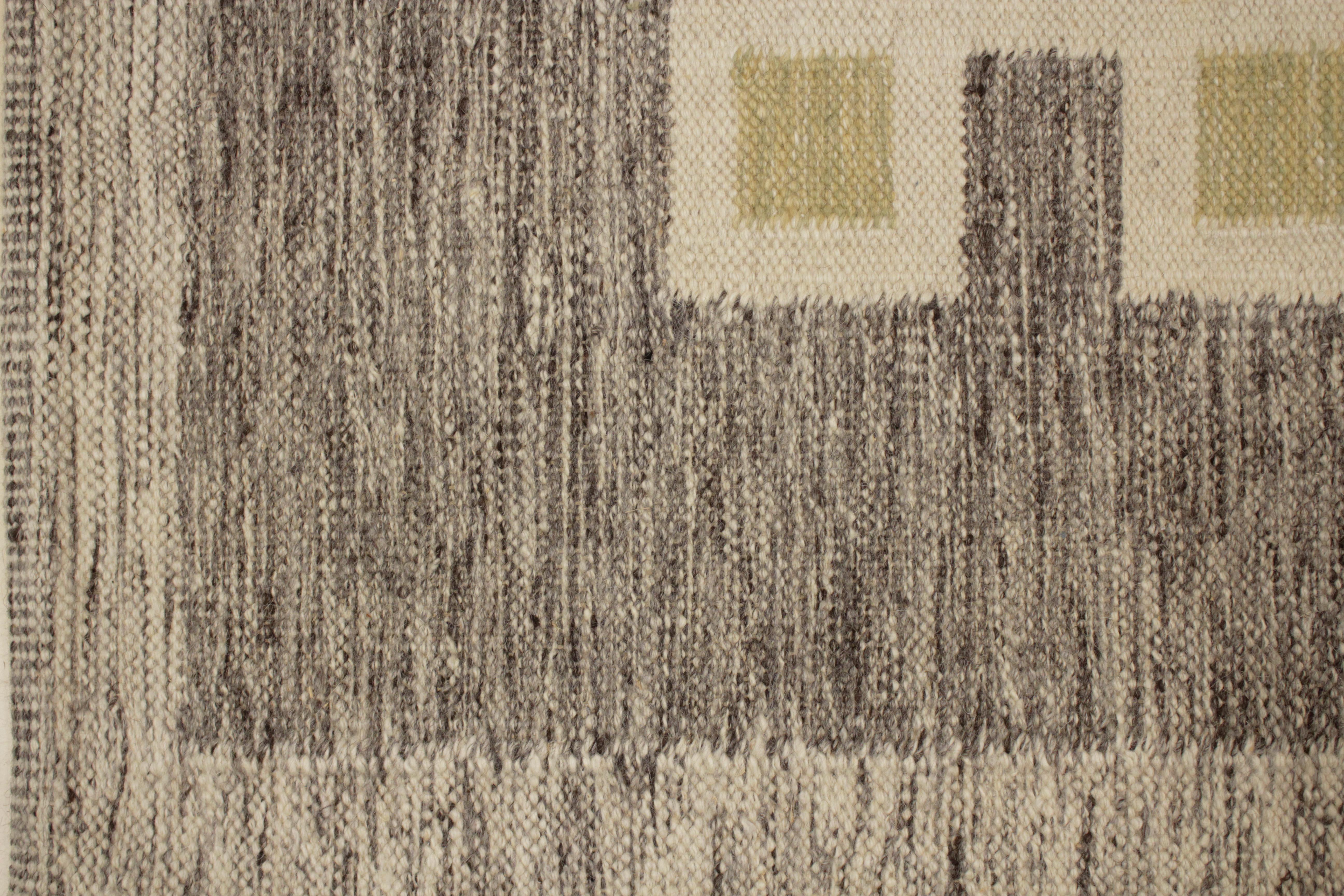 Skandinavischer moderner Kelim-Teppich in Weiß, Schwarz und Hellgrau 10 x 14 (Skandinavische Moderne) im Angebot