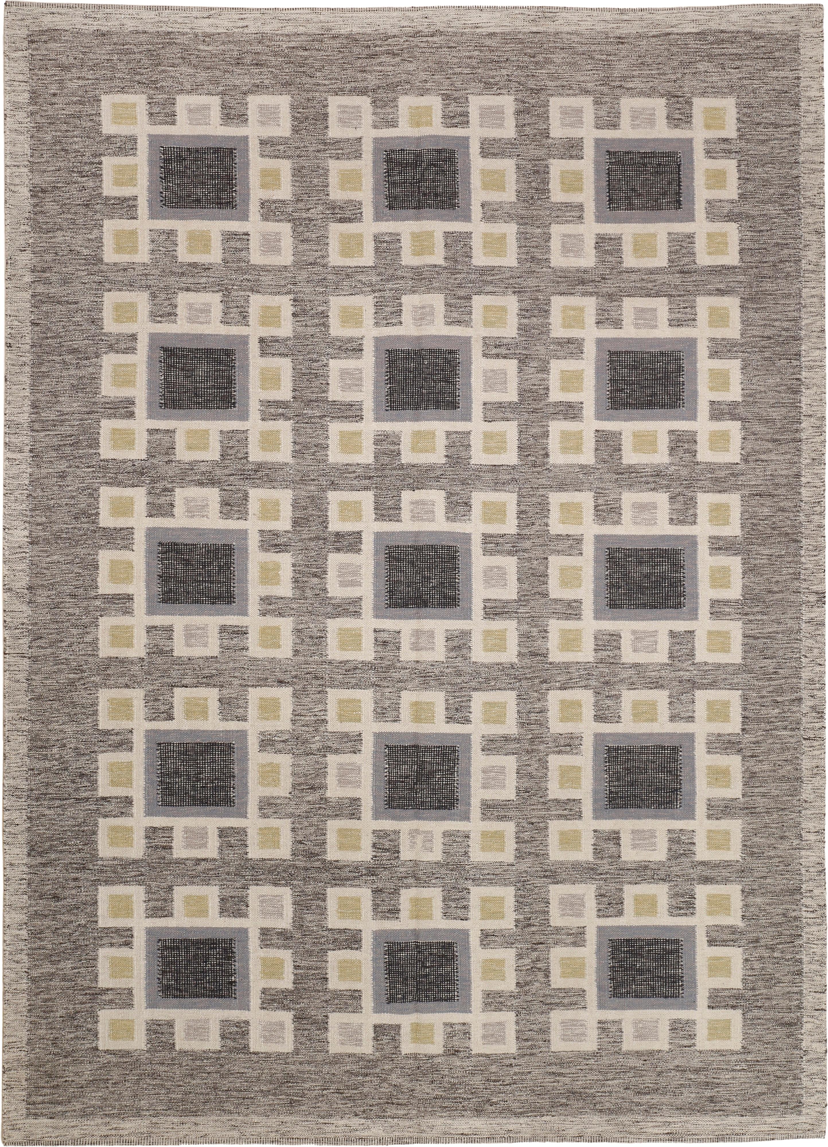 Skandinavischer moderner Kelim-Teppich in Weiß, Schwarz und Hellgrau 10 x 14 im Zustand „Neu“ im Angebot in Milan, IT