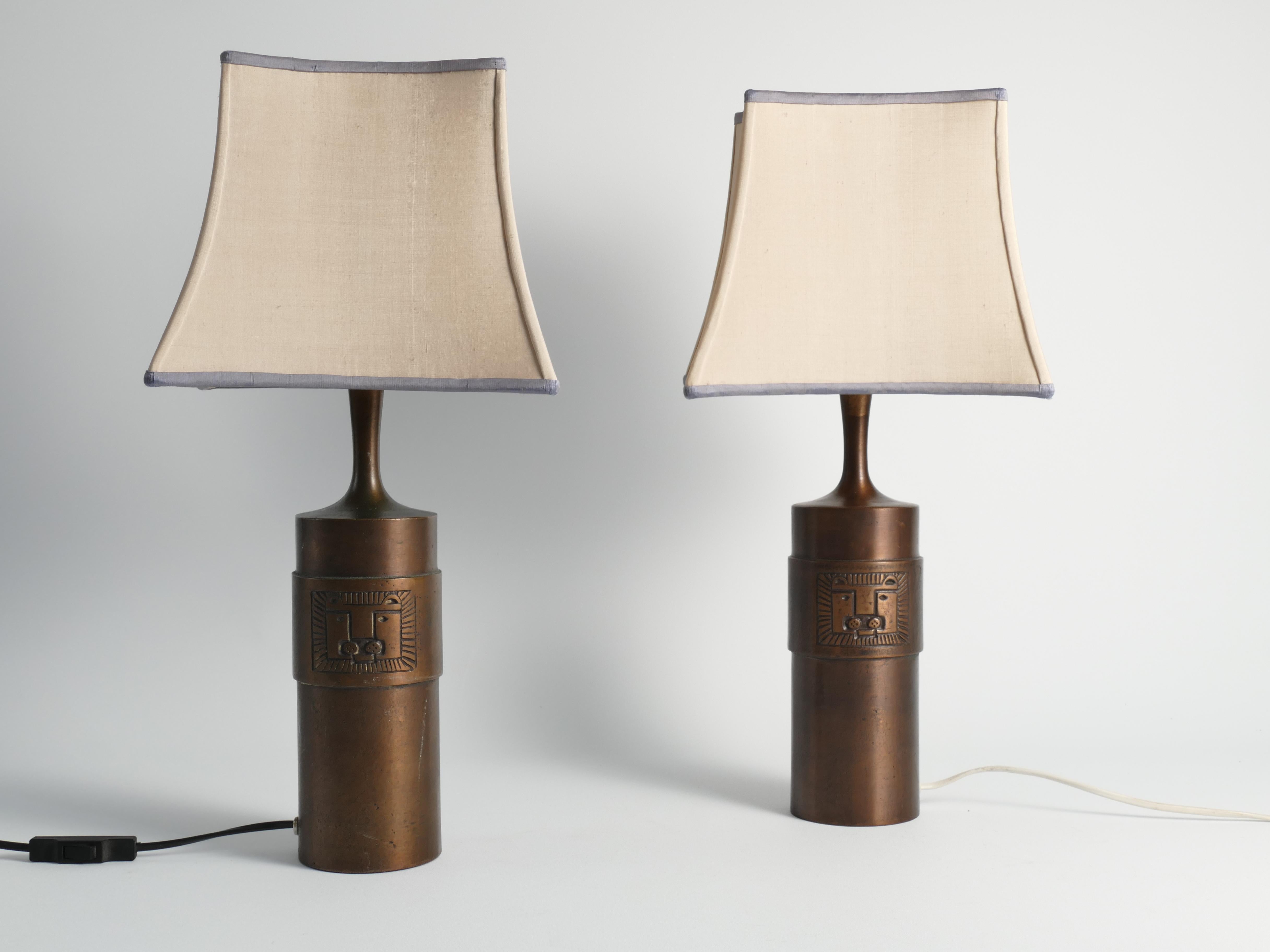 Scandinavian Modern Lion Relief Bronze Table Lamps by Stig Blomberg, Set of 2 For Sale 5