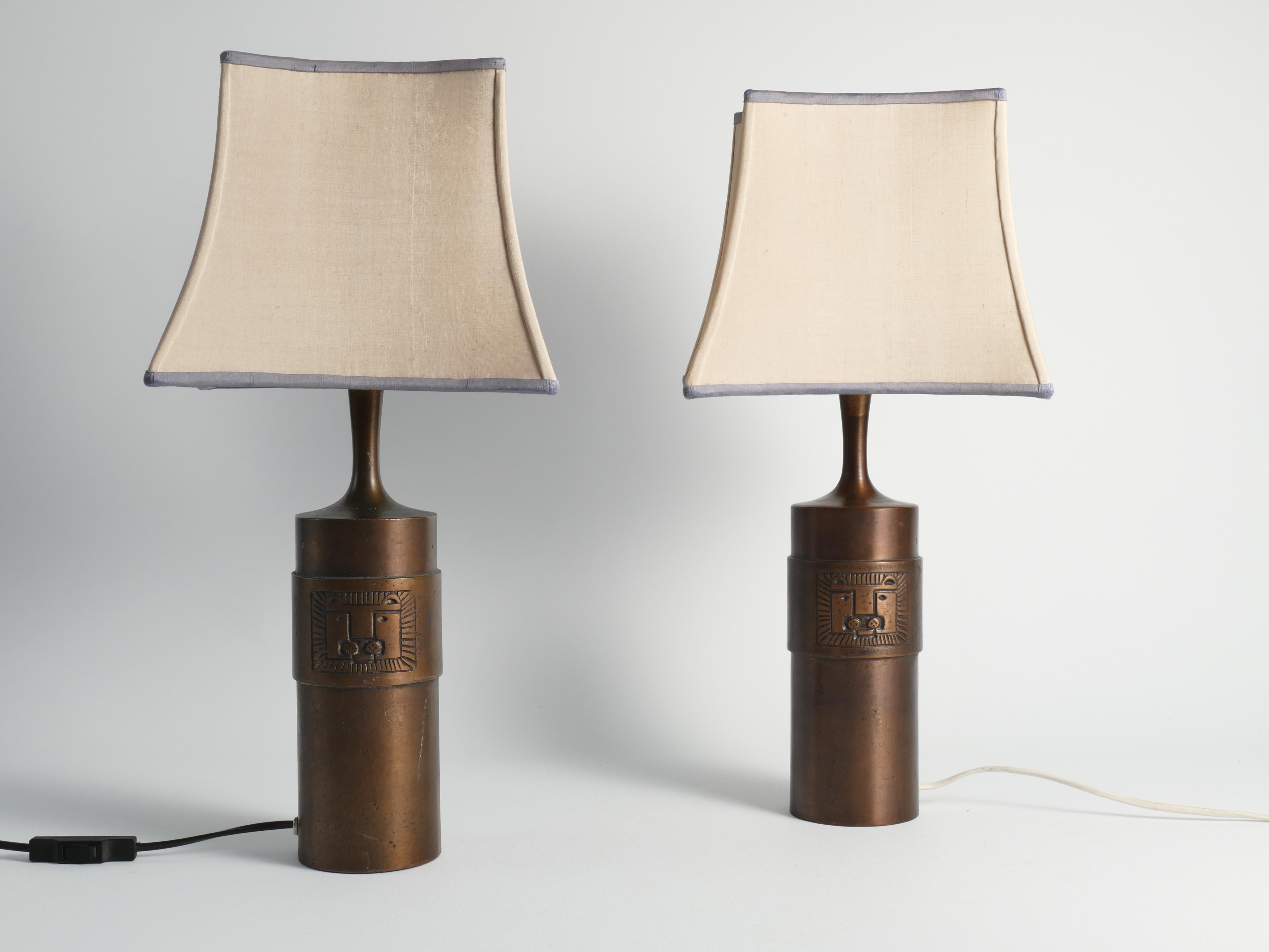 Scandinavian Modern Lion Relief Bronze Table Lamps by Stig Blomberg, Set of 2 For Sale 6