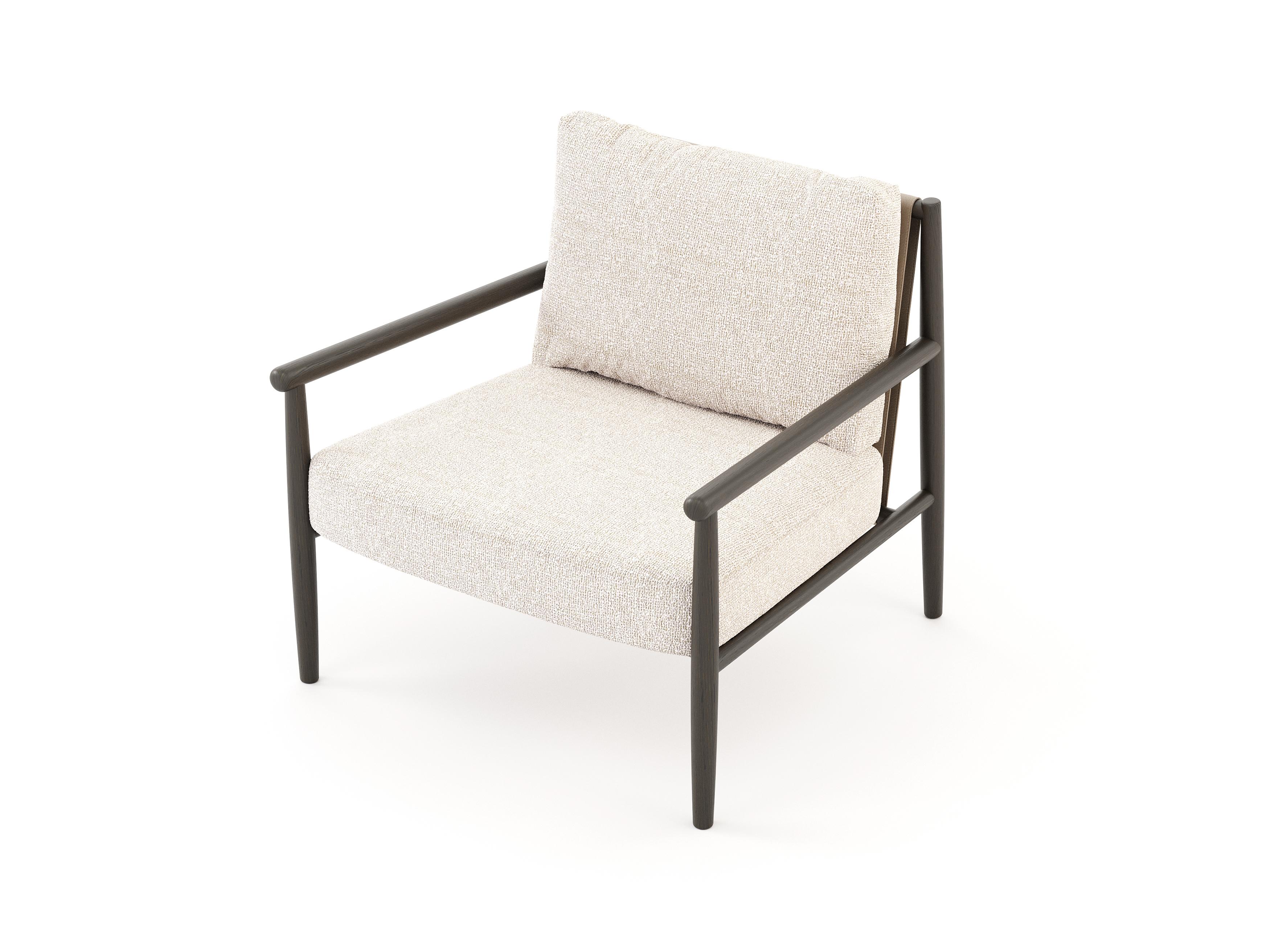 Portuguese Scandinavian Modern Landform Armchair Made with Wood and Textile, Handmade For Sale