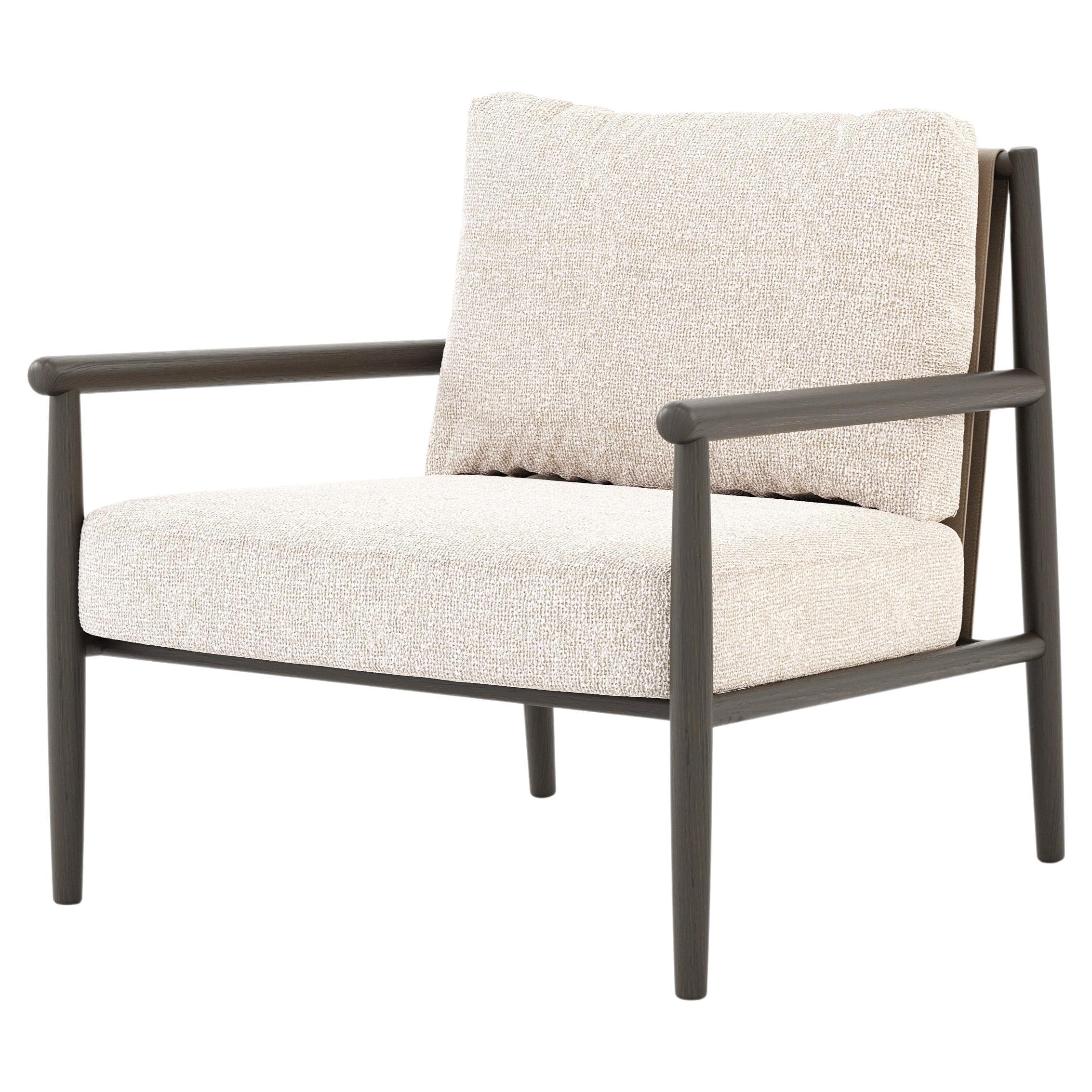 Skandinavischer moderner Landform-Sessel aus Holz und Textilien, handgefertigt