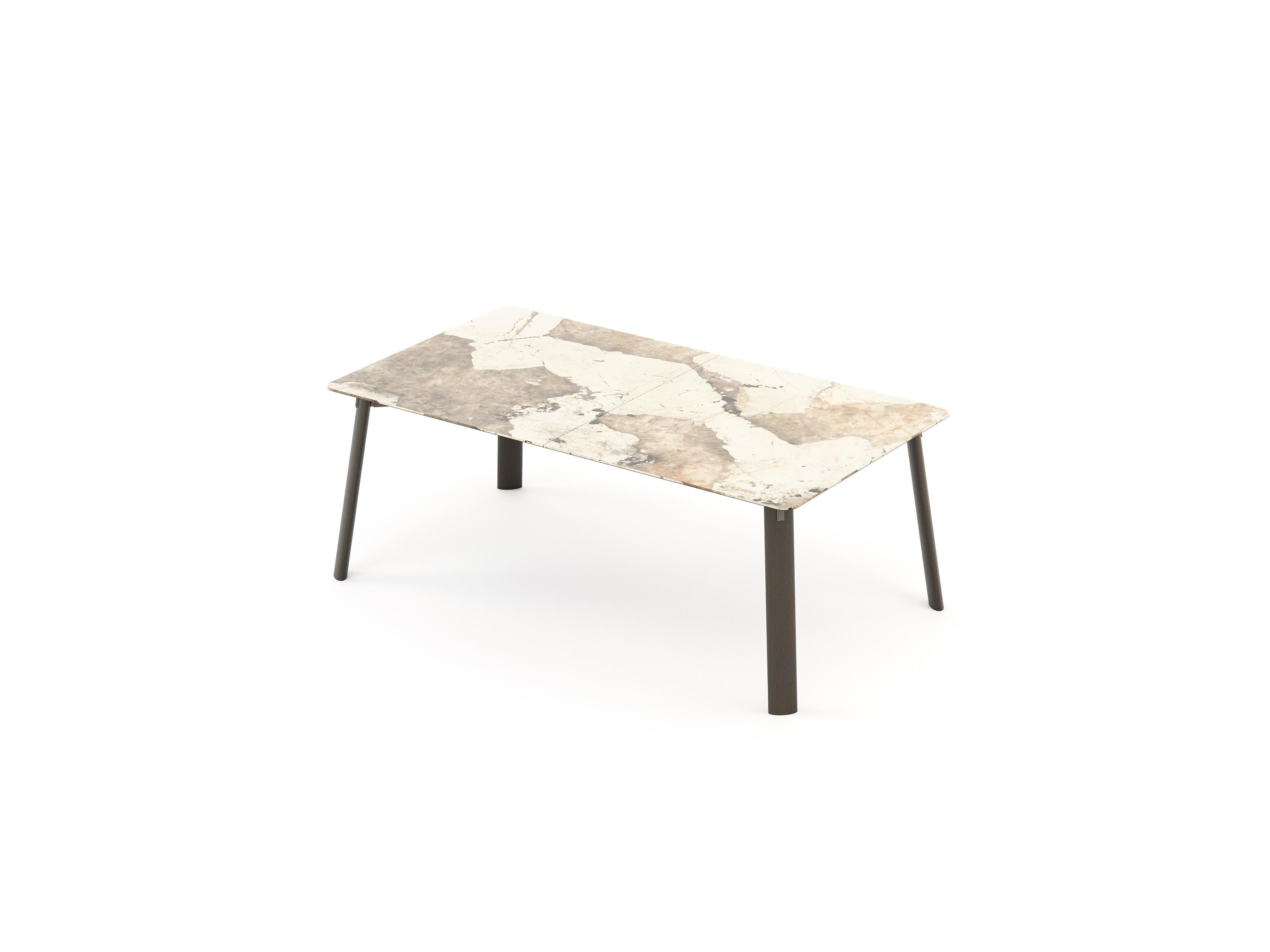 Hand-Crafted Scandinavian Modern Landform Dining Table Made with Dekton Khalo, Oak and Iron For Sale