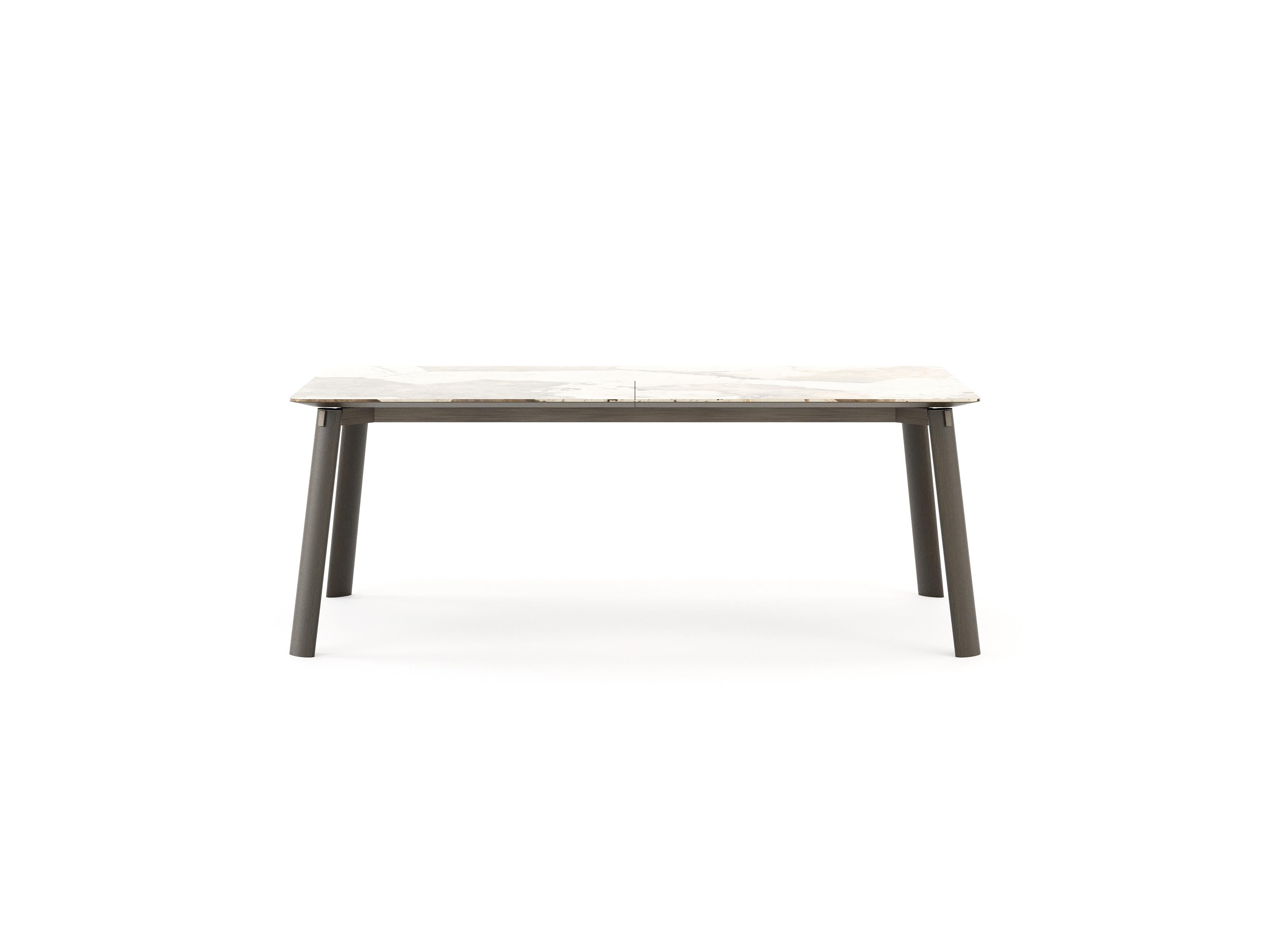 Scandinavian Modern Landform Dining Table Made with Dekton Khalo, Oak and Iron In New Condition For Sale In Seroa, PT