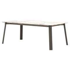 Scandinavian Modern Landform Dining Table Made with Dekton Khalo, Oak and Iron