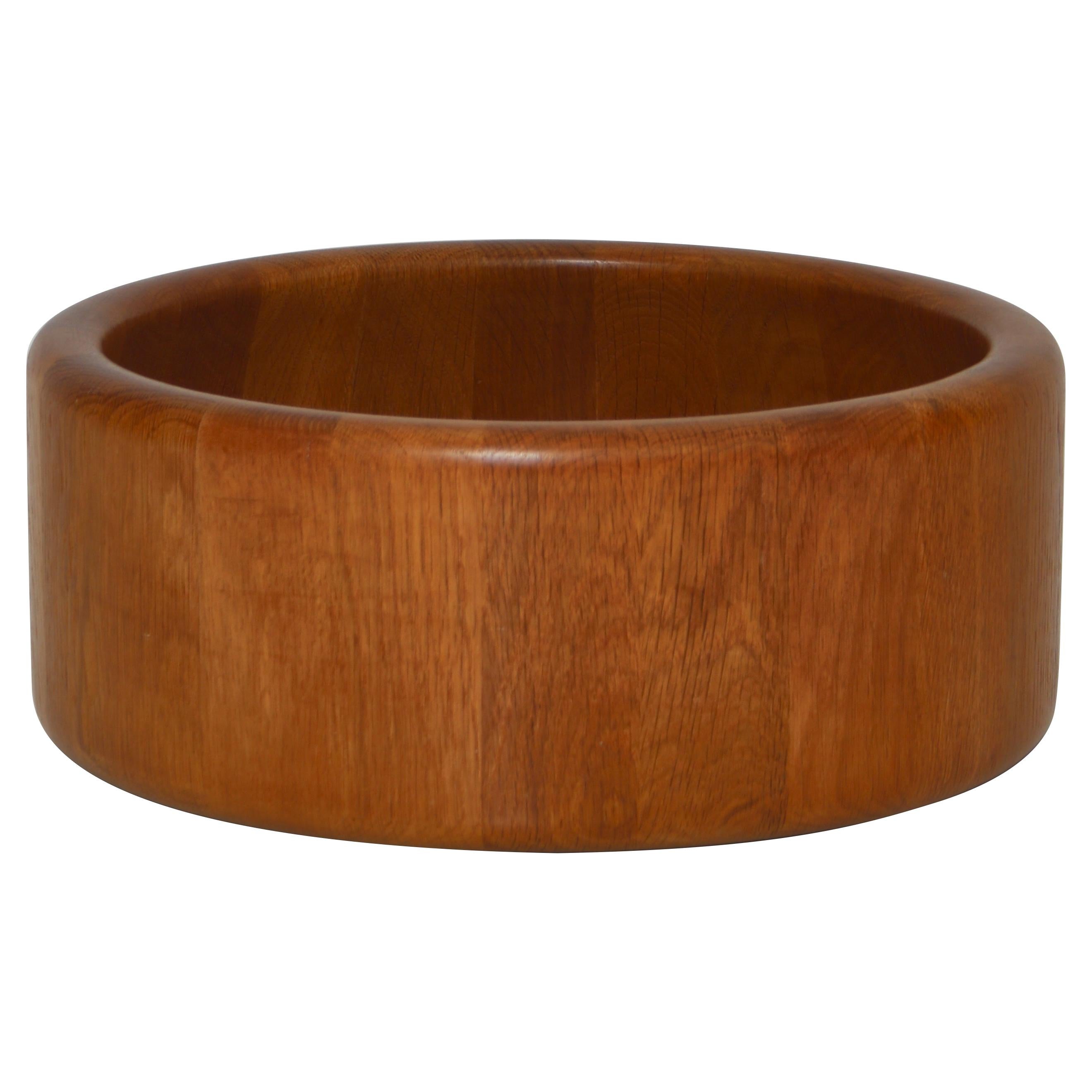 Scandinavian Modern Large Decorative Oak Bowl by Nissen, Denmark, 1960s