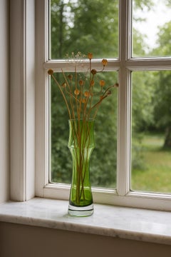 Scandinavian modern large Green Glass Vase by Bo Borgström for Åseda, Sweden