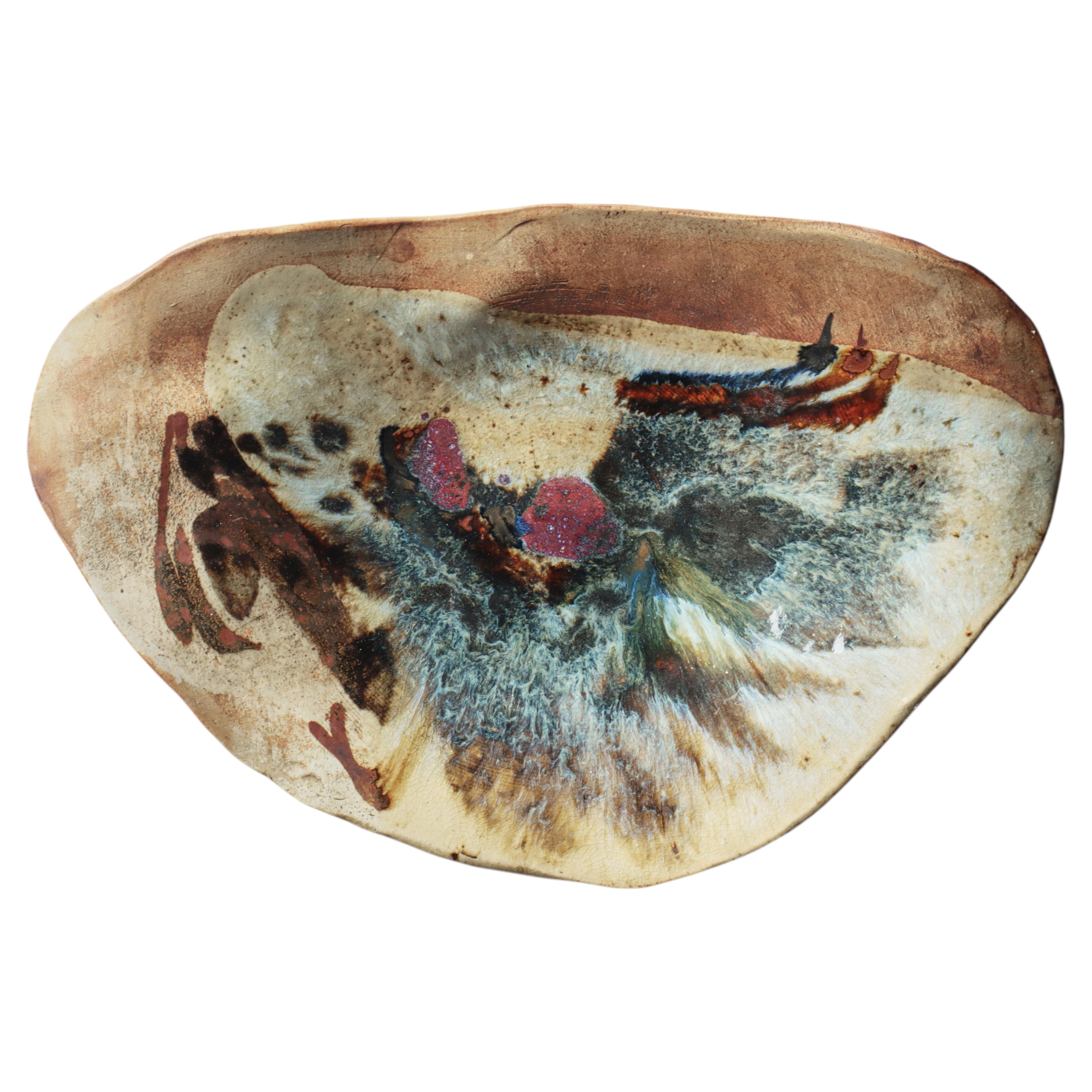Scandinavian Modern Large Stoneware Dish by Conny Walther Own Studio, 1960s