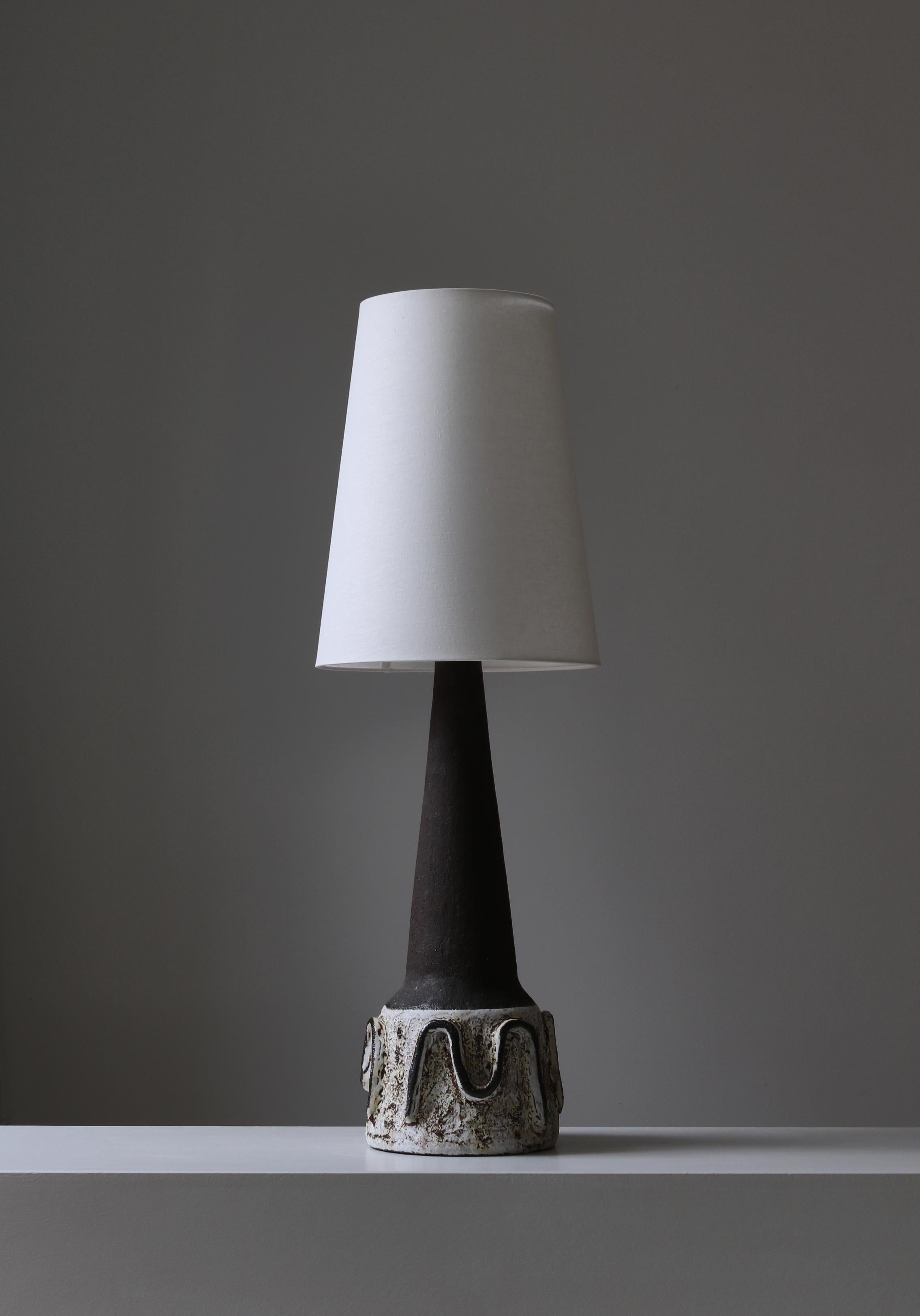 Large and unique stoneware table lamp made in the 1960s by 