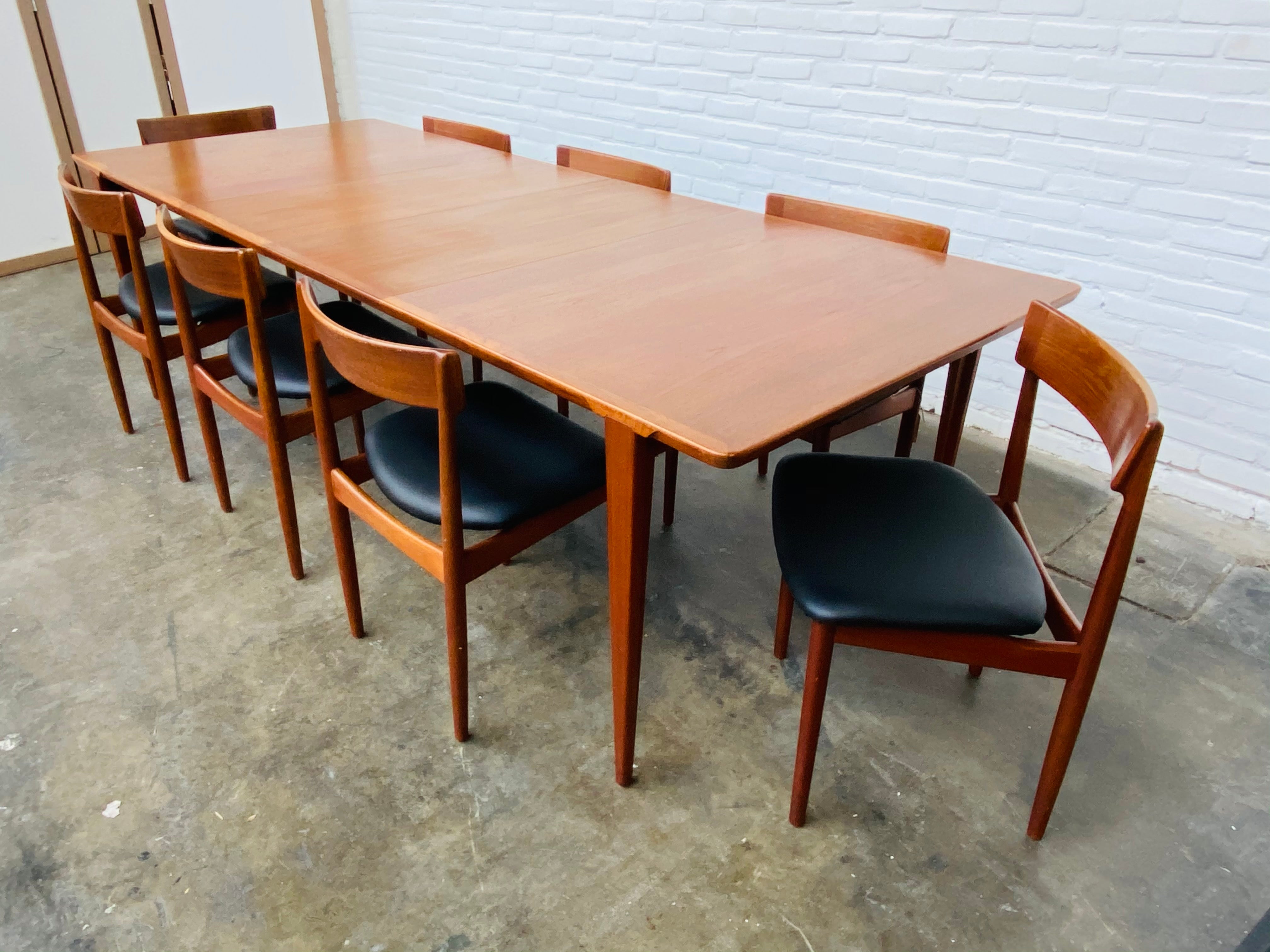 Danish Scandinavian Modern Large Teak Dining Room Set by Henry Rosengren Hansen, 1960s