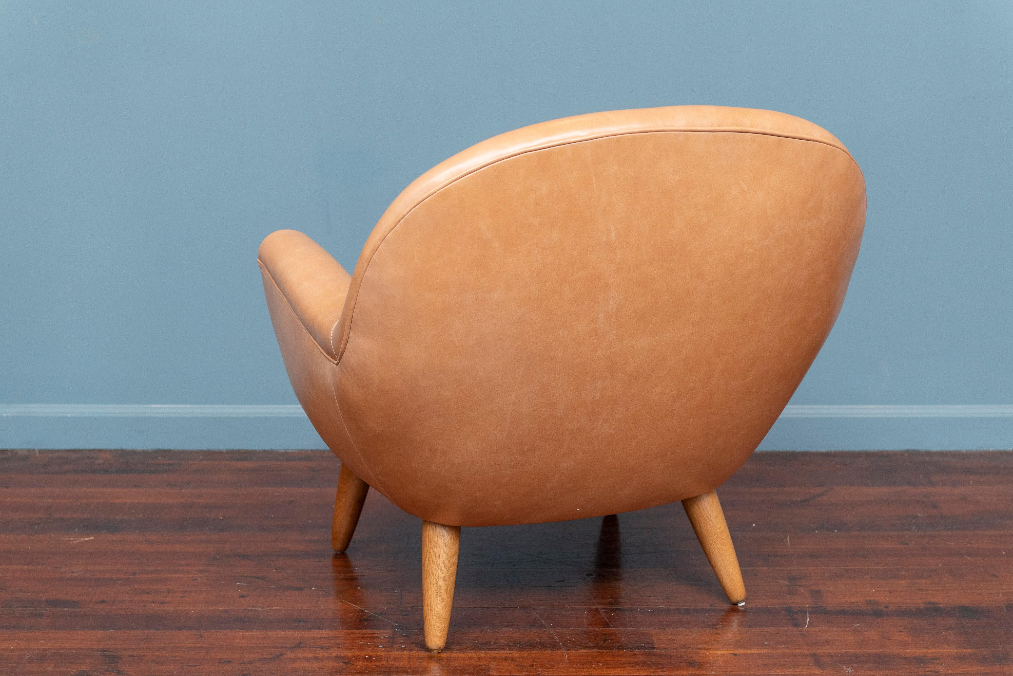 Scandinavian Modern Leather Lounge Chair 1