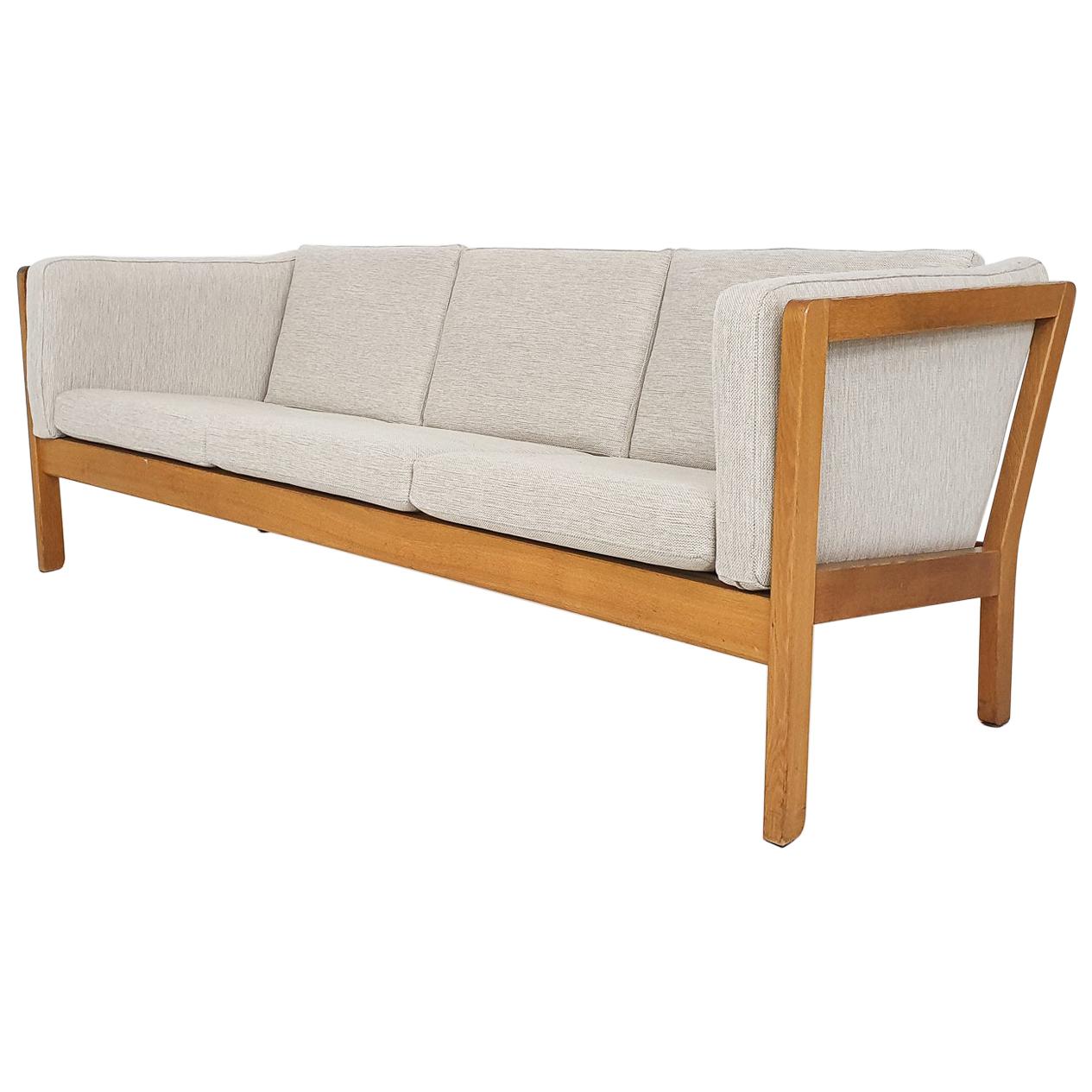 Scandinavian Modern Light Oak Three-Seat Sofa, 1960s