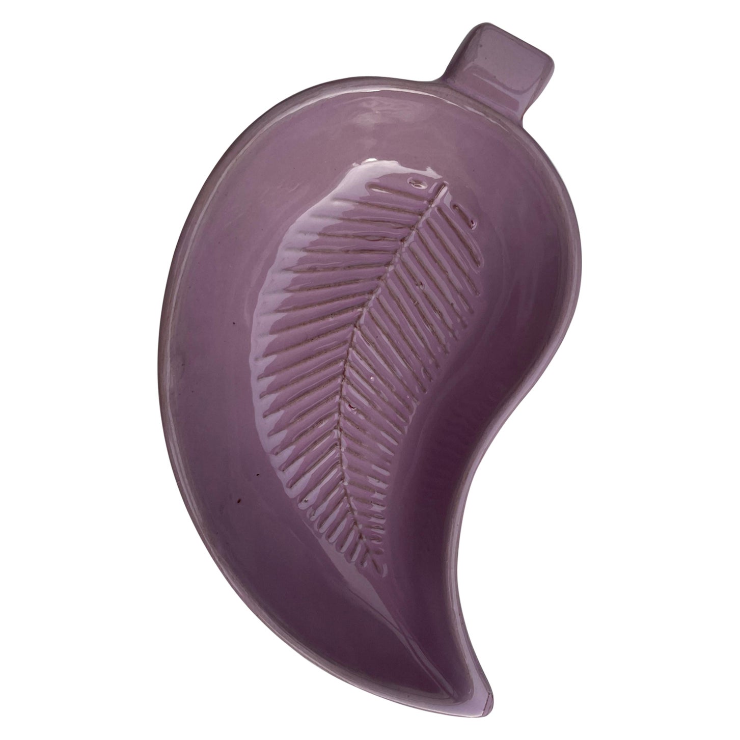 Scandinavian Modern Lilac Leaf Ceramic Vide Poche Dish, 1960s