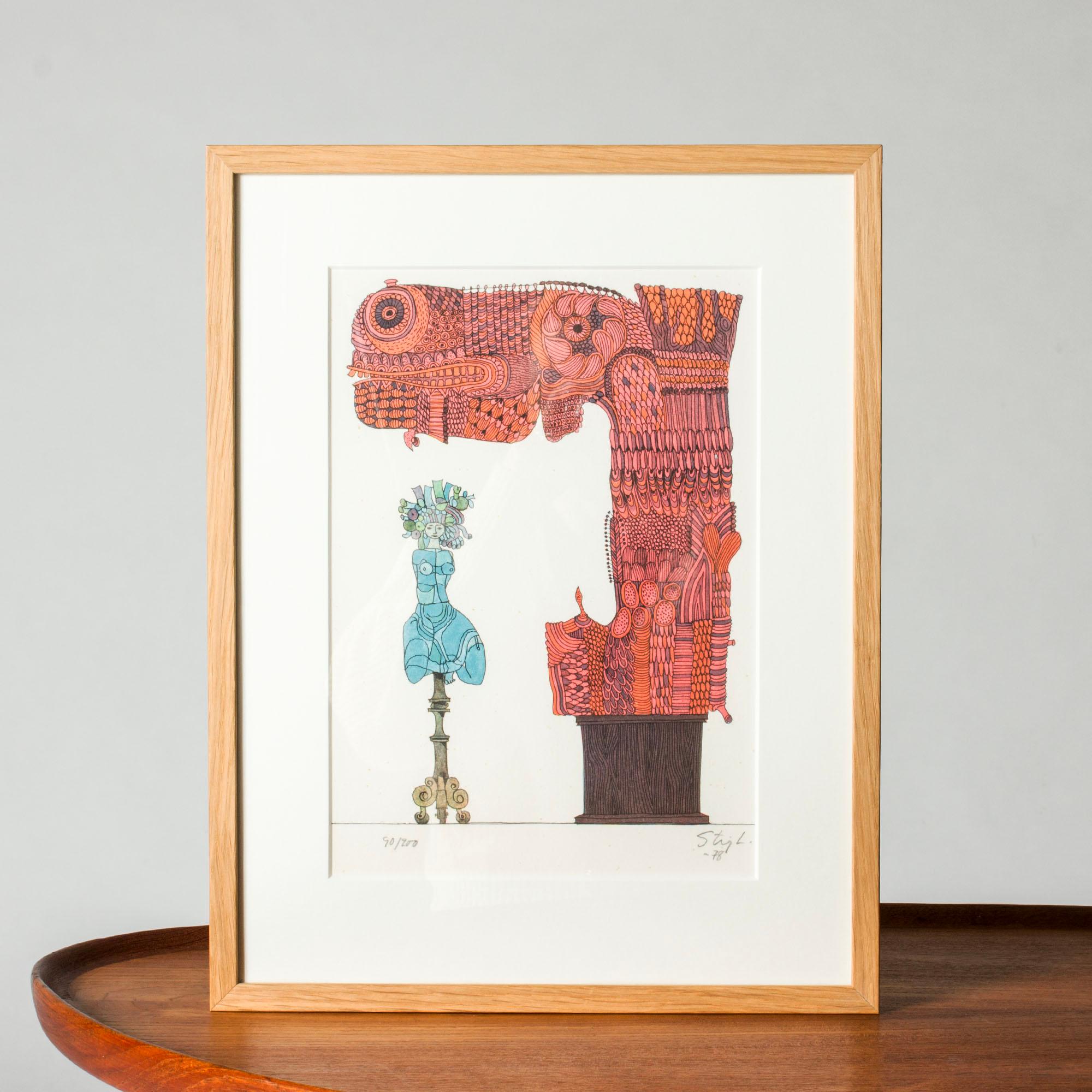 Litografía moderna escandinava de Stig Lindberg, Suecia, 1979 en venta