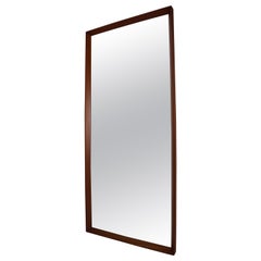 Scandinavian Modern Long Beveled Edge Teak Wall Mirror, 1950s, Denmark