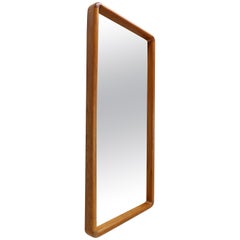 Scandinavian Modern Long Beveled Edge Teak Wall Mirror, 1950s, Denmark