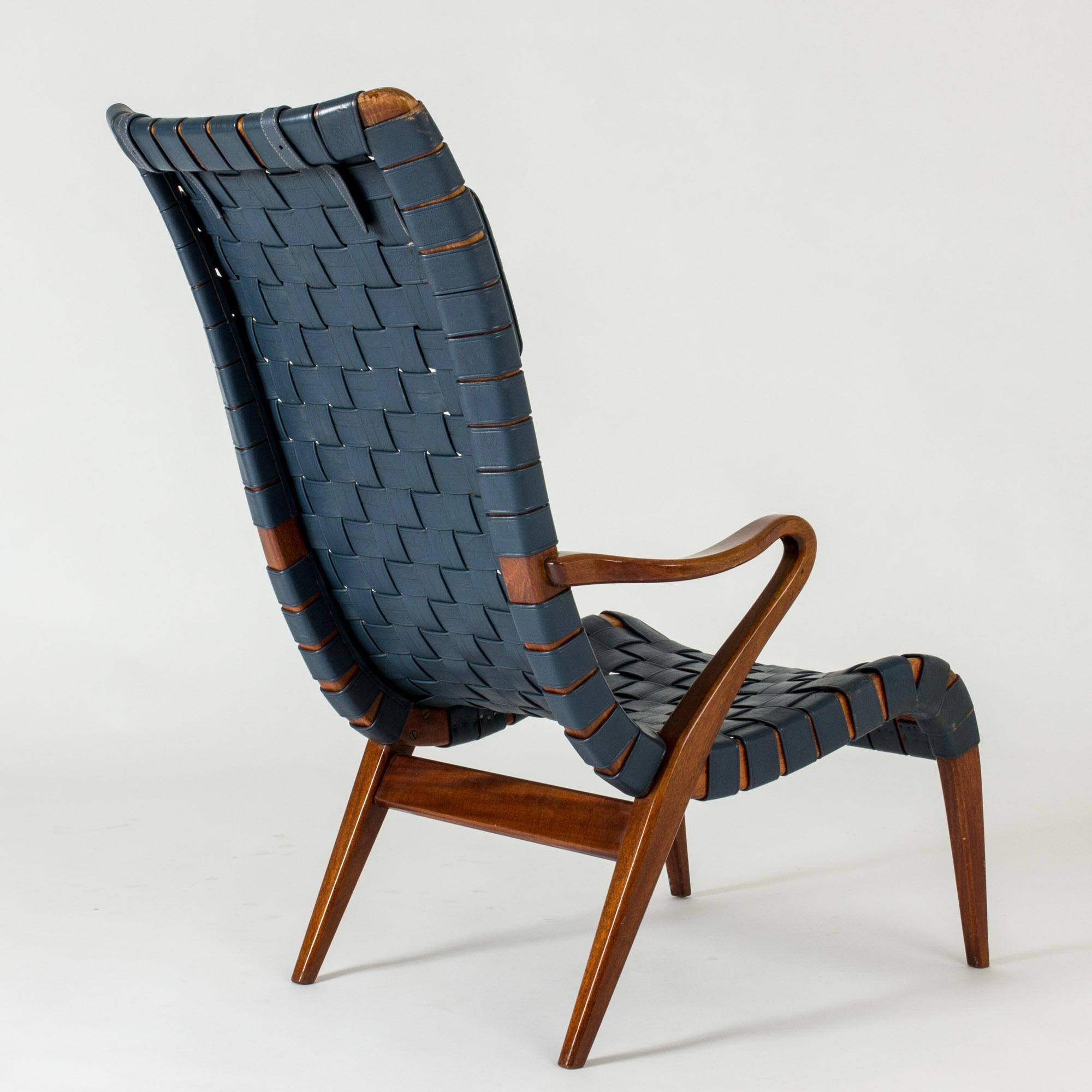 Swedish Scandinavian Modern Lounge Chair and Footstool by Axel Larsson, Sweden, 1950s For Sale