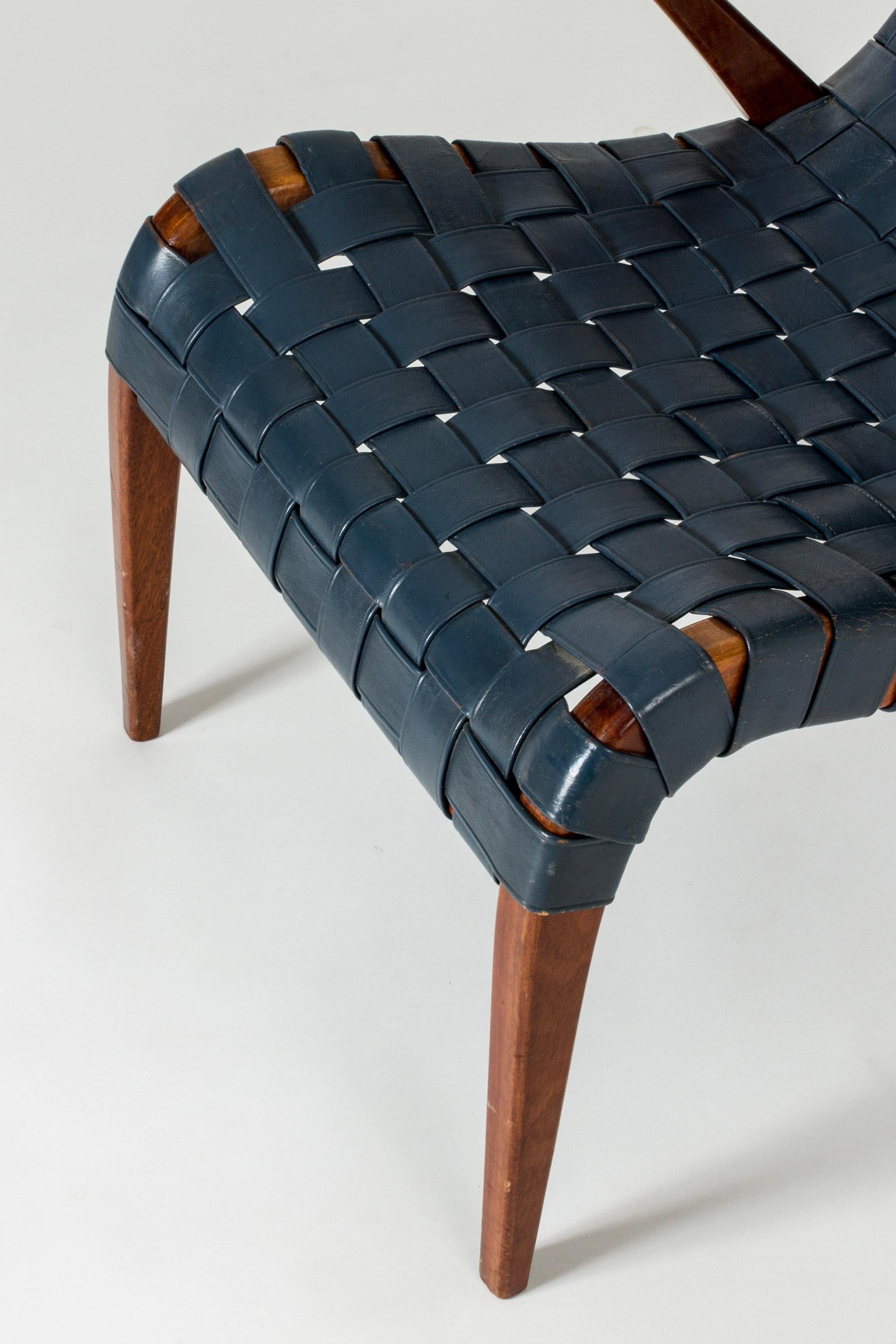 Mid-20th Century Scandinavian Modern Lounge Chair and Footstool by Axel Larsson, Sweden, 1950s For Sale