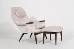 Skandinavisch-moderner Loungesessel und Fußhocker von Gerhard Berg, um 1950