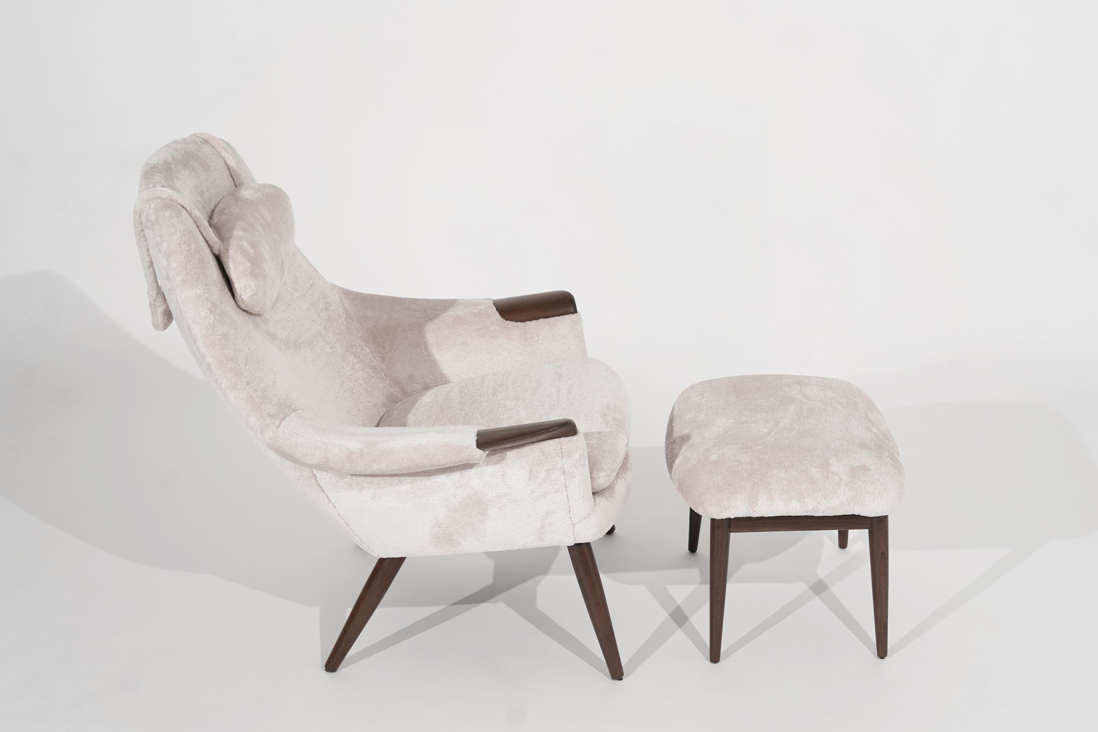 Danish Scandinavian-Modern Lounge Chair and Footstool by Gerhard Berg, C. 1950