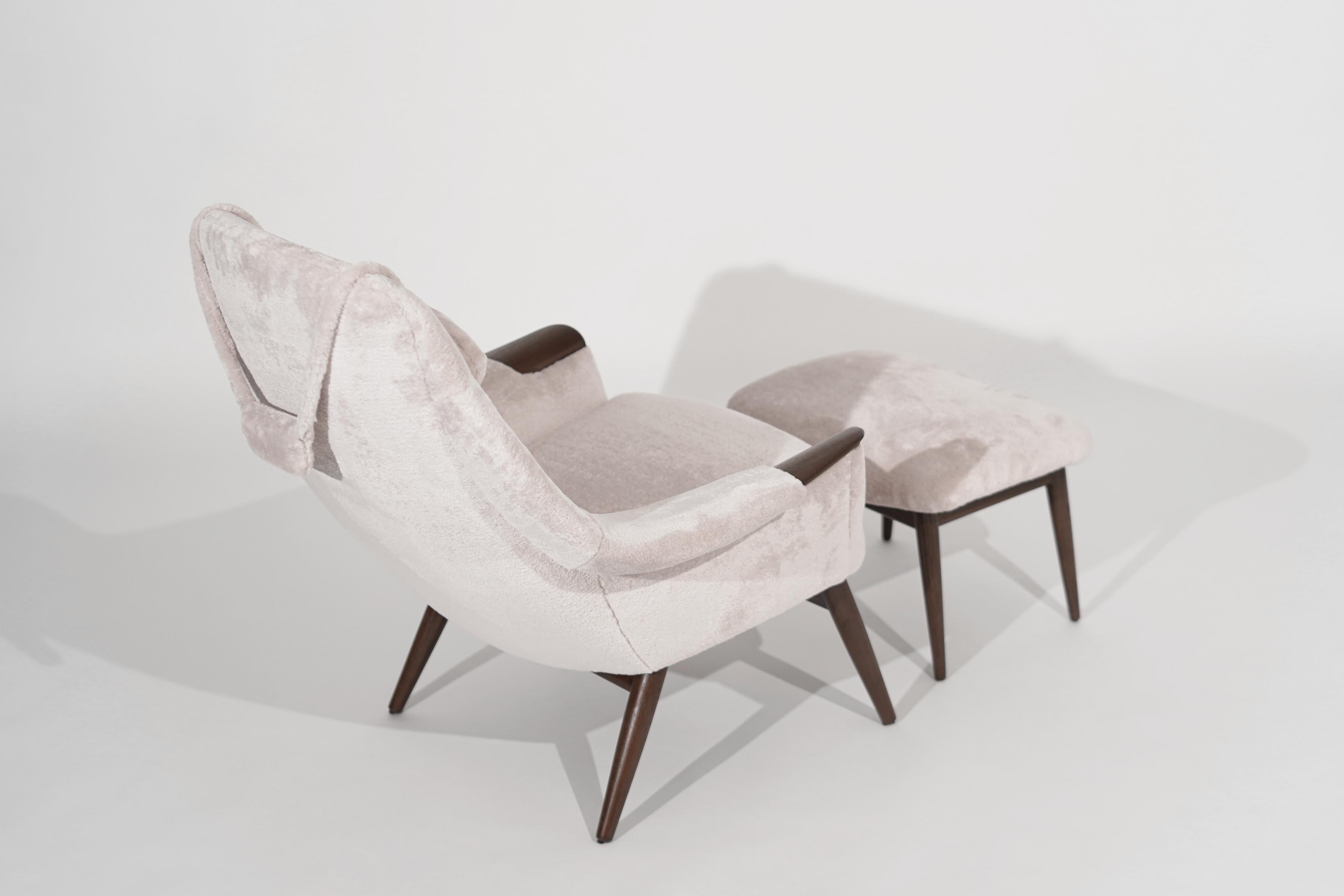 20th Century Scandinavian-Modern Lounge Chair and Footstool by Gerhard Berg, C. 1950