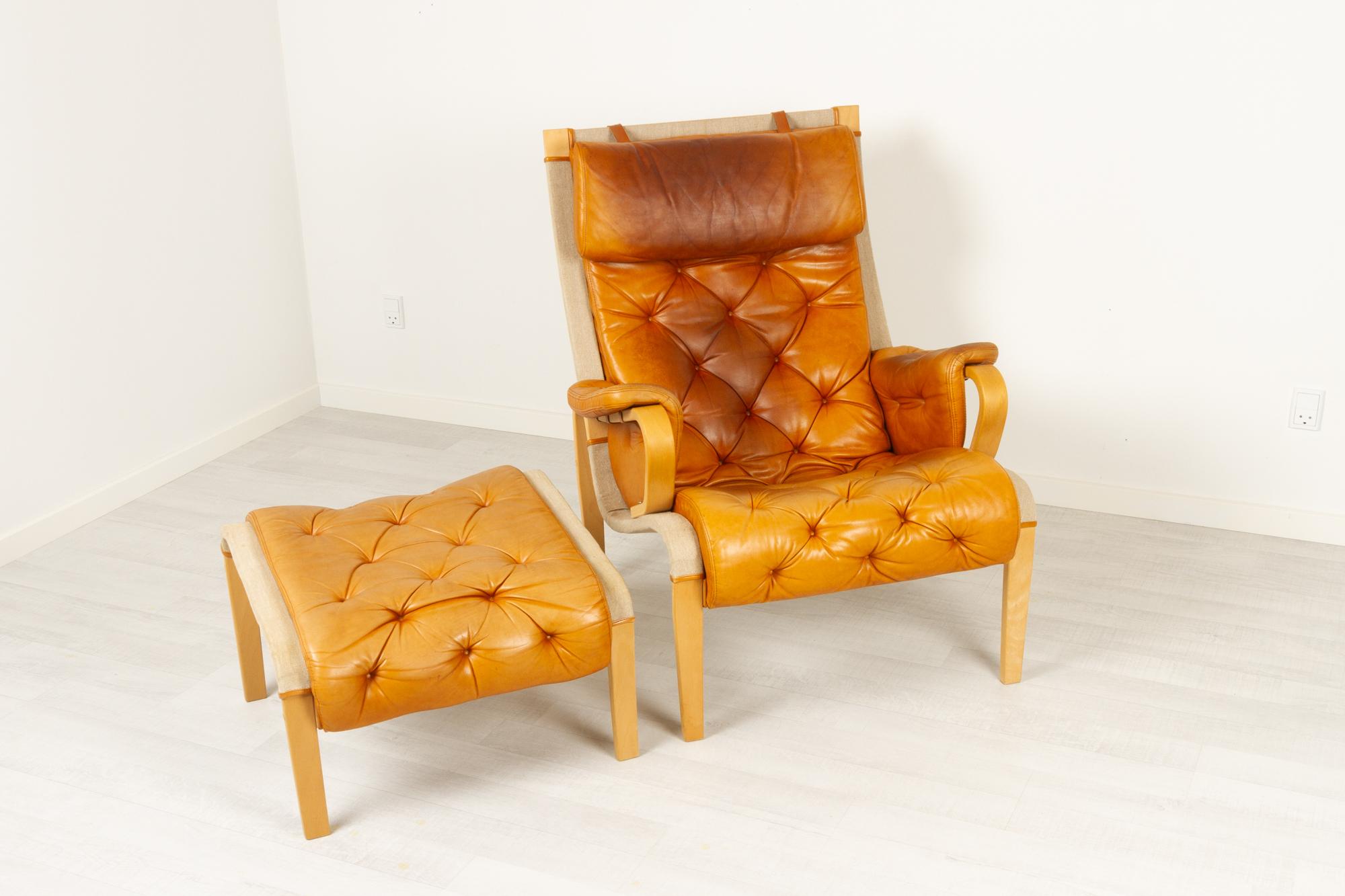 Scandinavian Modern Lounge Chair and Stool by Nielaus & Jeki Møbler, 1980s 1