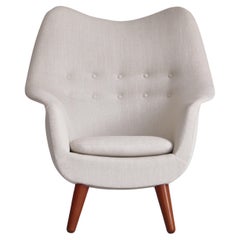 Large White "Manta Ray" Lounge Chair by Arne Hovmand-Olsen, Denmark, 1956