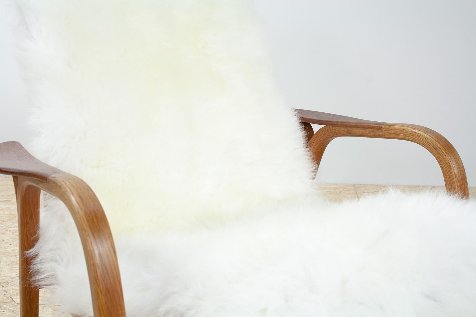 Scandinavian Modern Lounge Chair by Yngve Ekström in Oak & Sheepskin, 1951 In Excellent Condition In Beek en Donk, NL