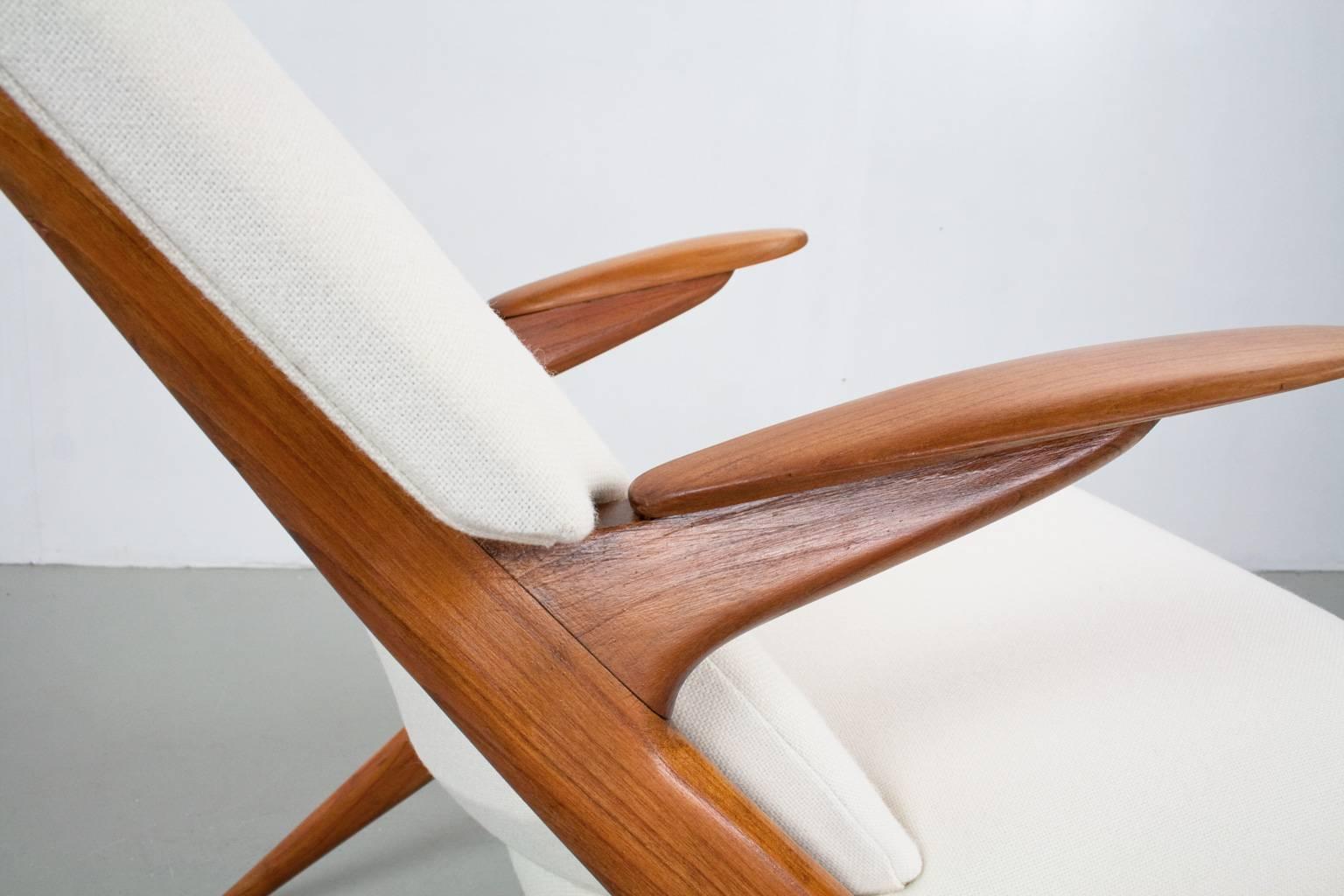 Oiled Scandinavian Modern Lounge Chair in Elm New Upholstered, 1950s Vintage