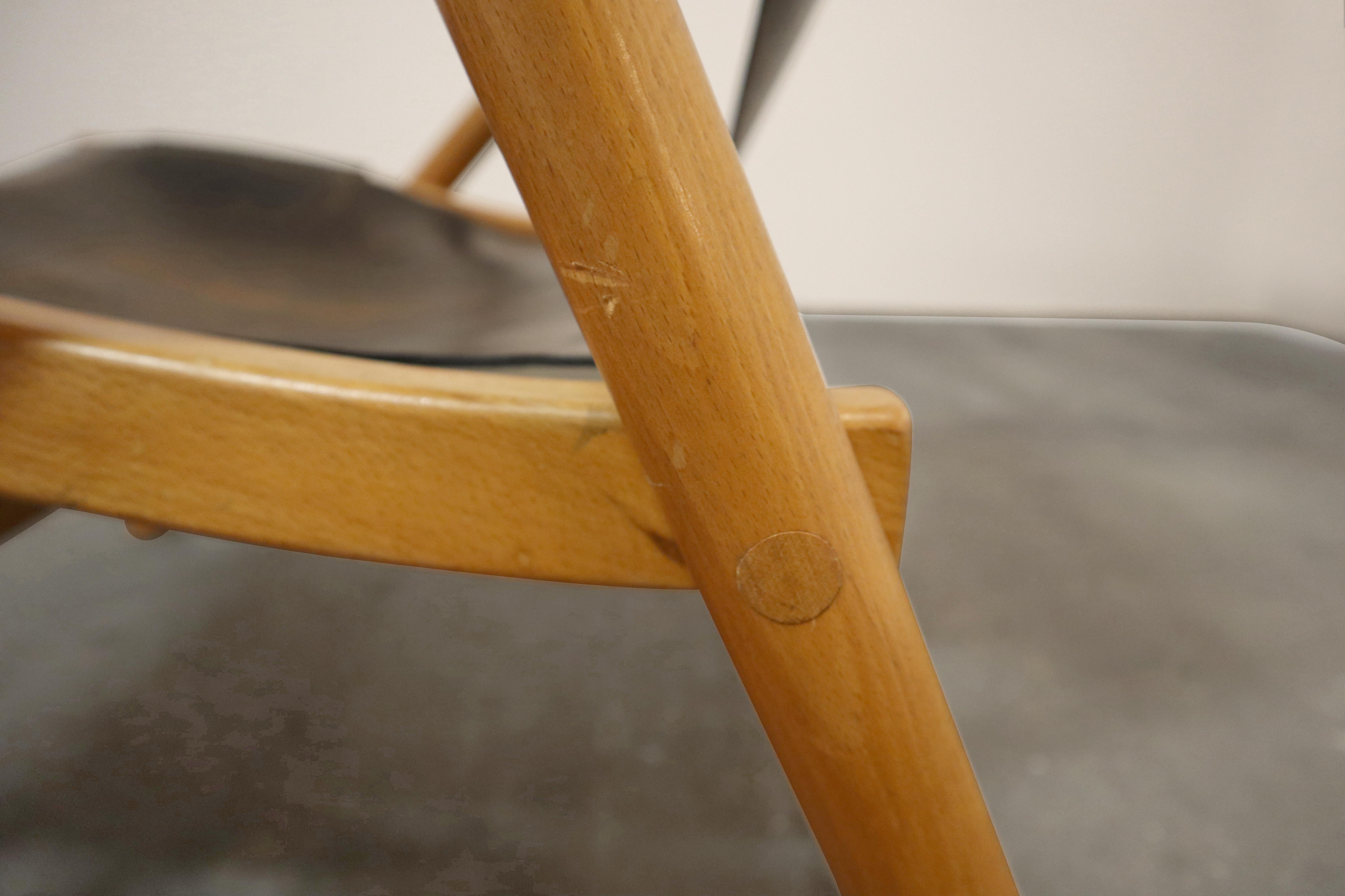 Scandinavian Modern Lounge Chair  Patinated Black Saddle Leather  Wegner Style 7