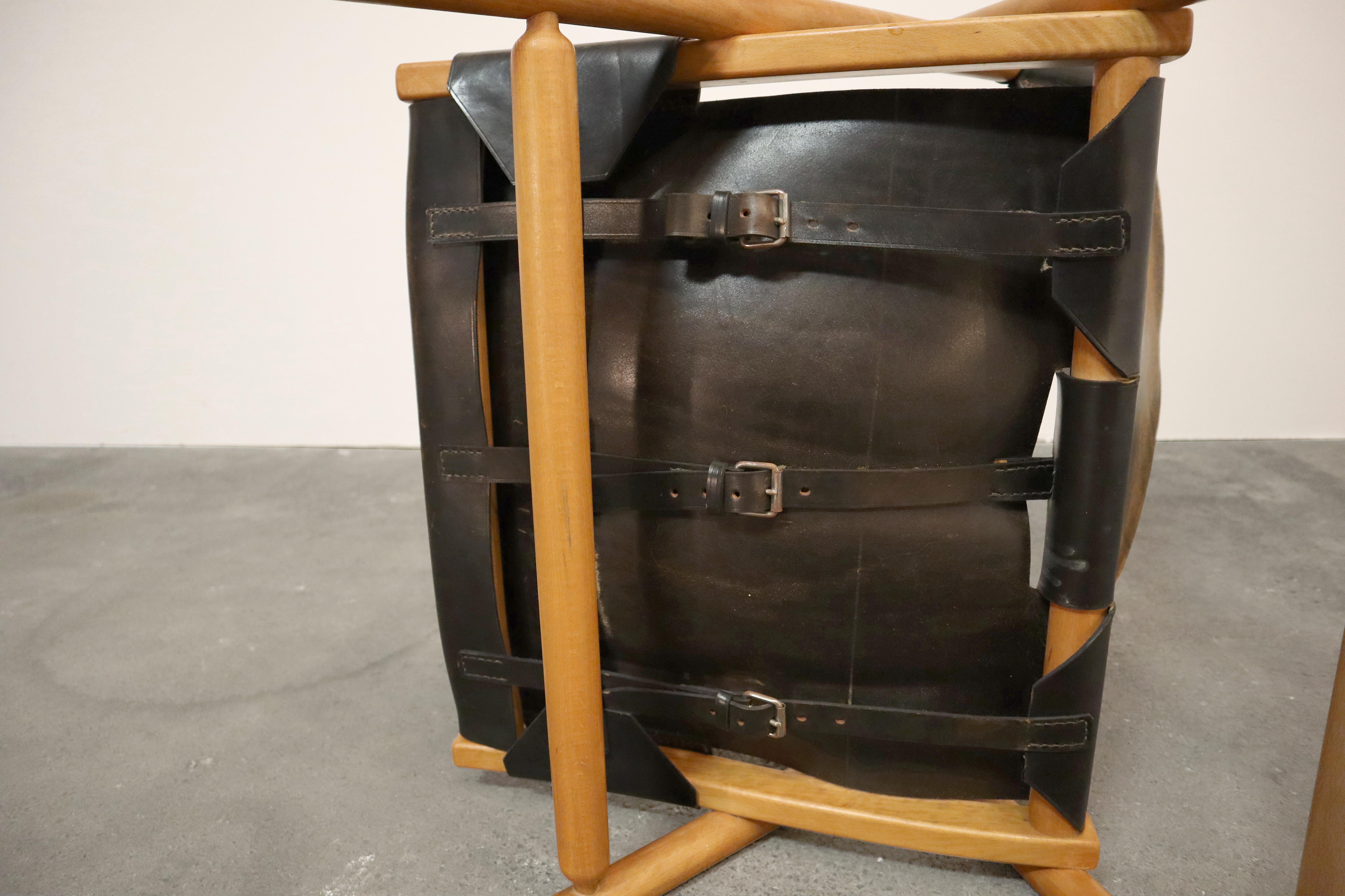 Scandinavian Modern Lounge Chair  Patinated Black Saddle Leather  Wegner Style 10