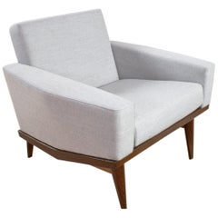 Scandinavian Modern Lounge Chair in teak and grey fabric by H.W. Klein 1960s