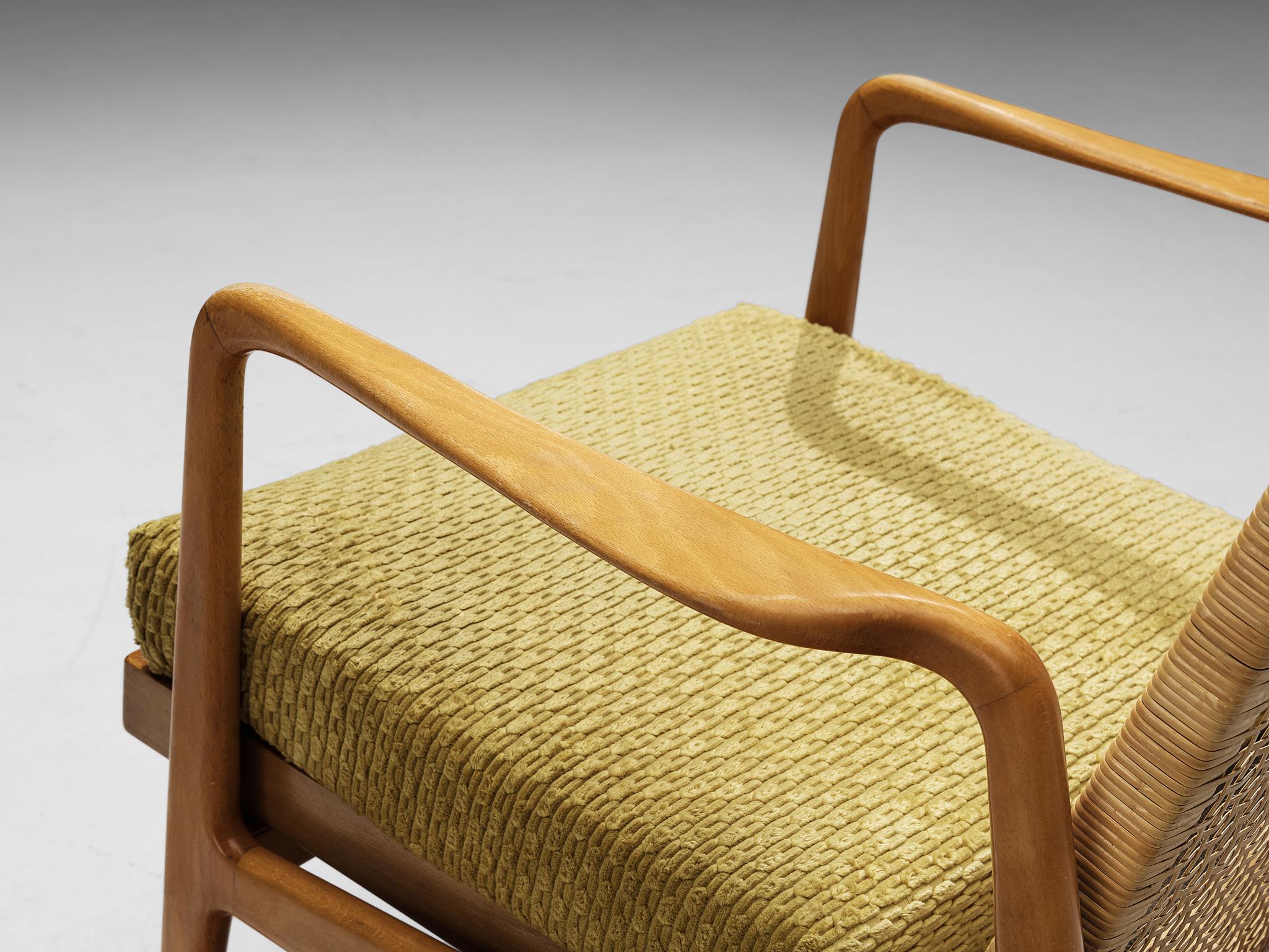 The Modern Scandinavian Lounge Chair aus Holz und Schilfrohr (Skandinavisch) im Angebot