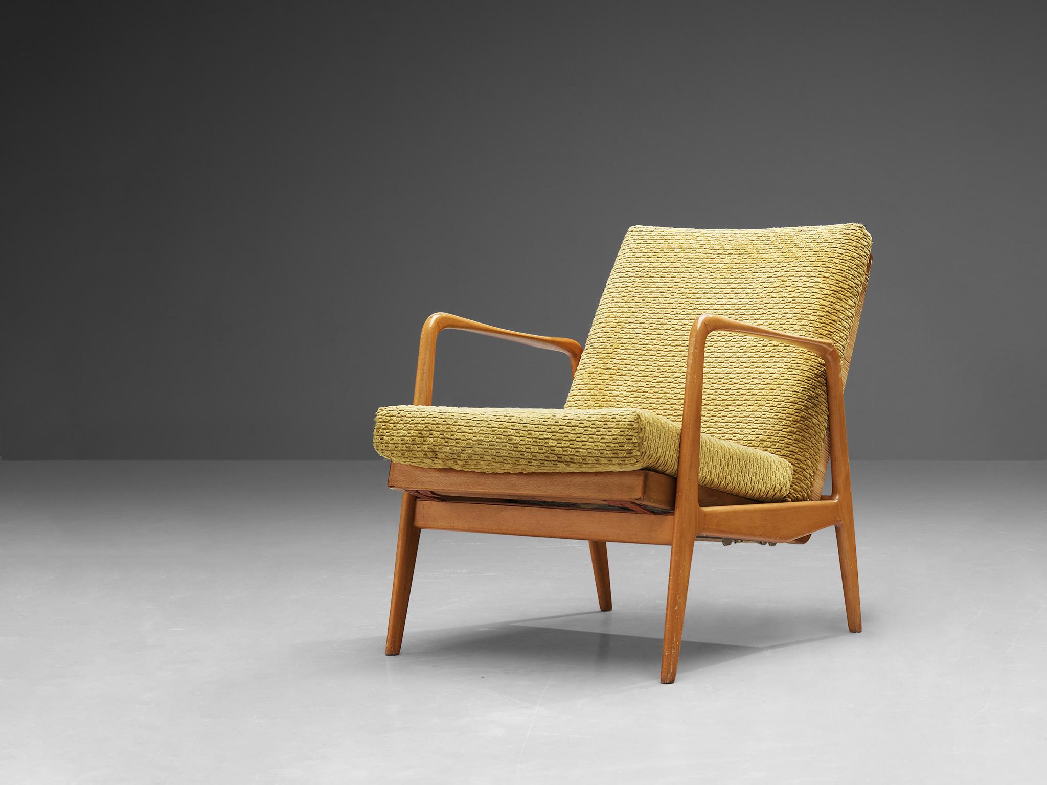 The Modern Scandinavian Lounge Chair aus Holz und Schilfrohr im Zustand „Gut“ im Angebot in Waalwijk, NL