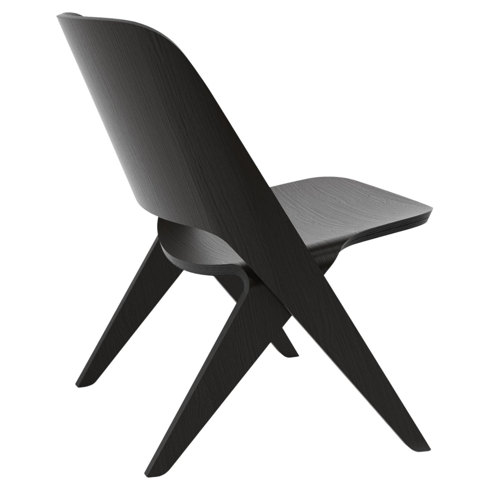 Scandinavian Modern Lounge Chair 'Lavitta' by Poiat, Black Oak For Sale