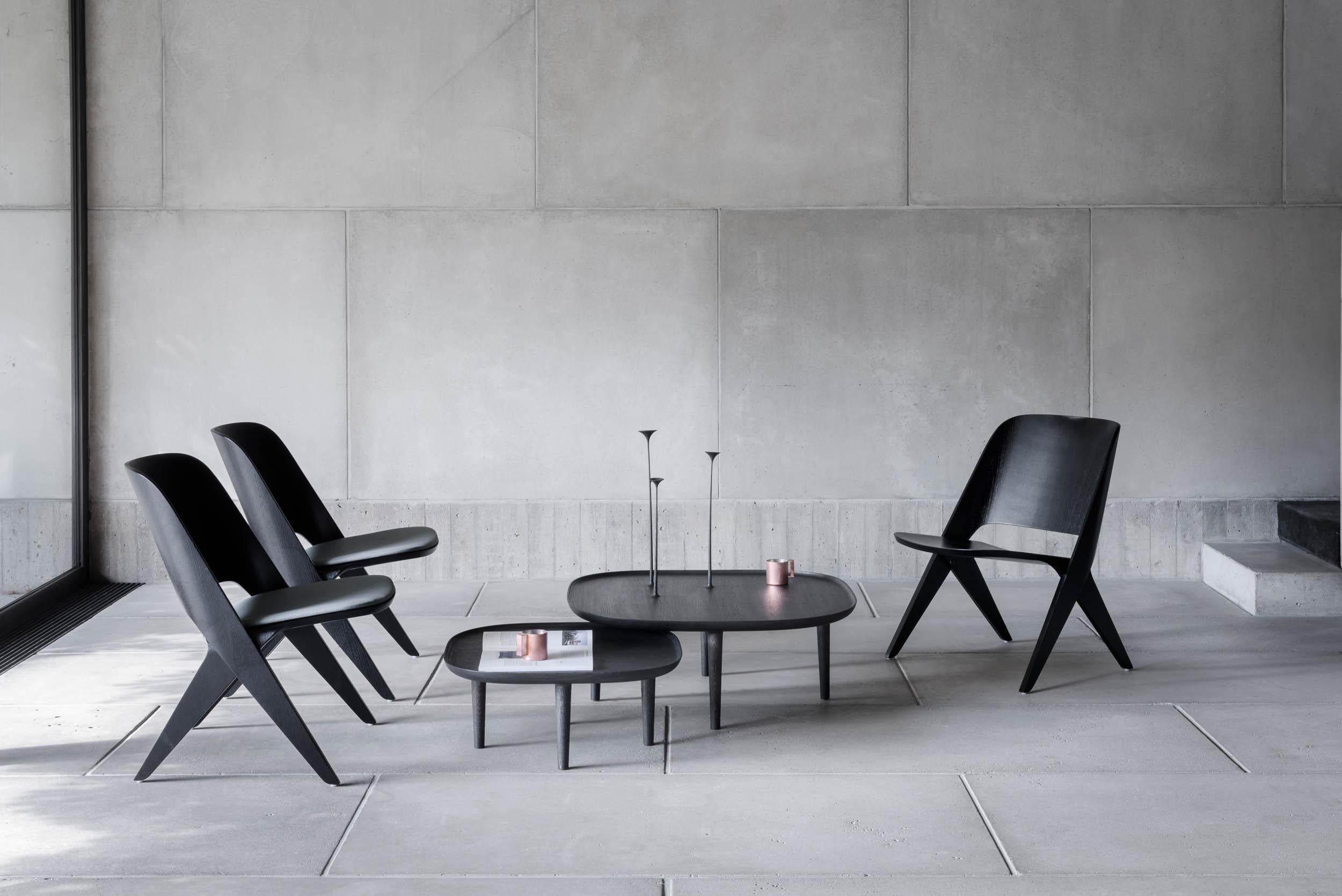 Scandinavian Modern Lounge Chair 'Lavitta' by Poiat, Dark Oak In New Condition For Sale In Paris, FR