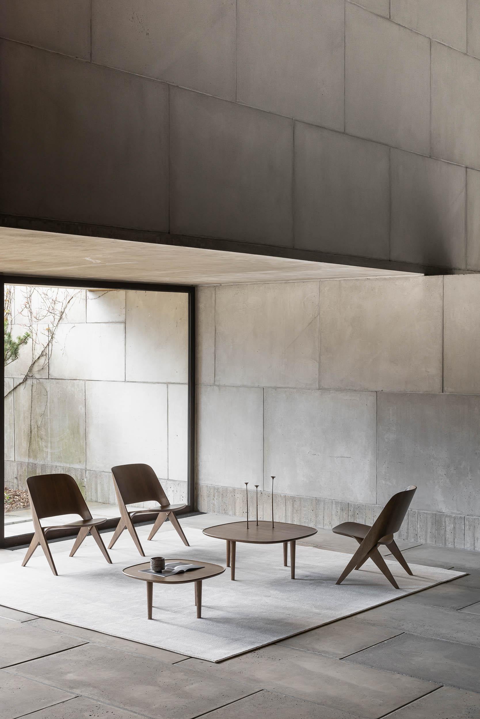 Contemporary Scandinavian Modern Lounge Chair 'Lavitta' by Poiat, Dark Oak For Sale
