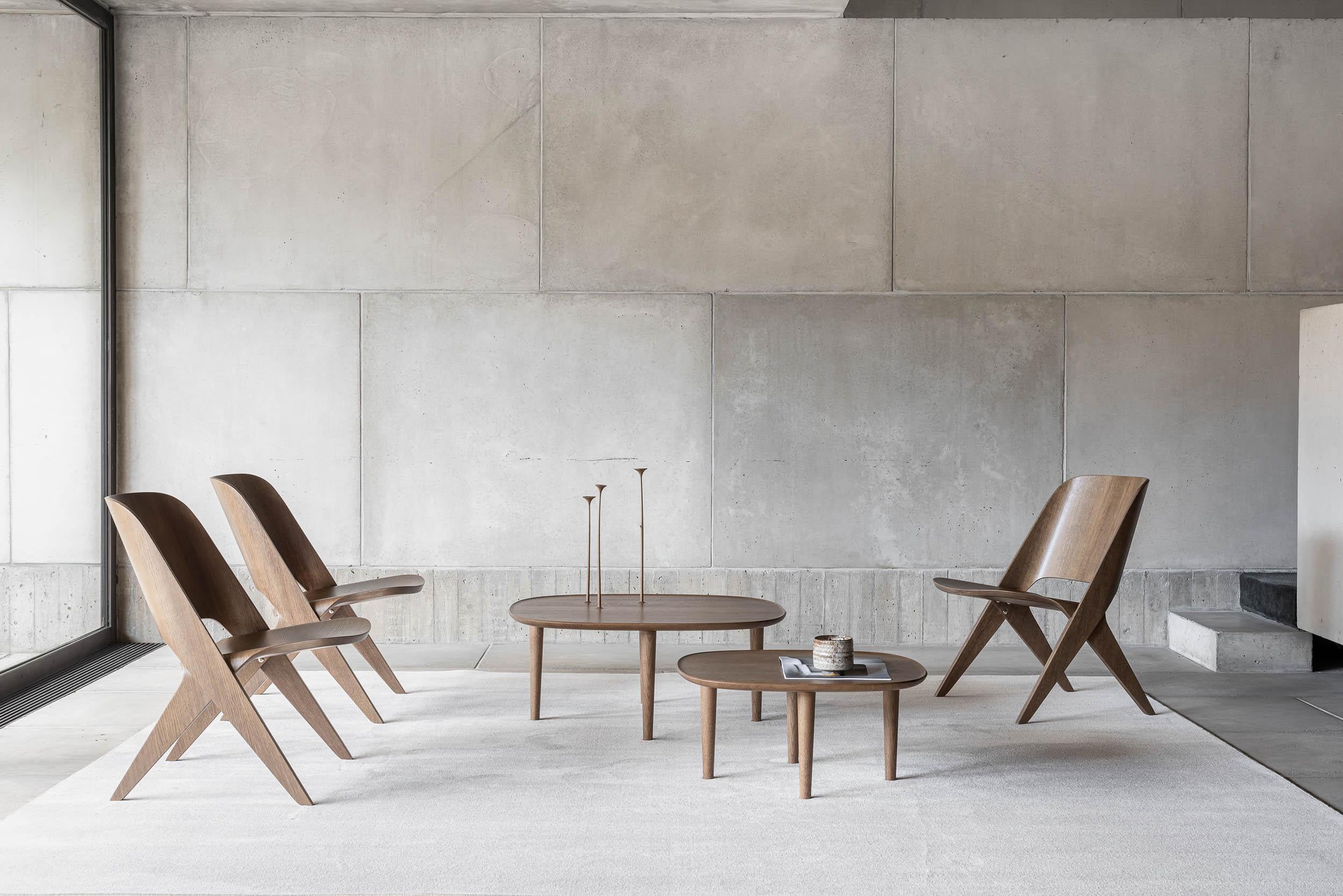 Scandinavian Modern Lounge Chair 'Lavitta' by Poiat, Dark Oak For Sale 1