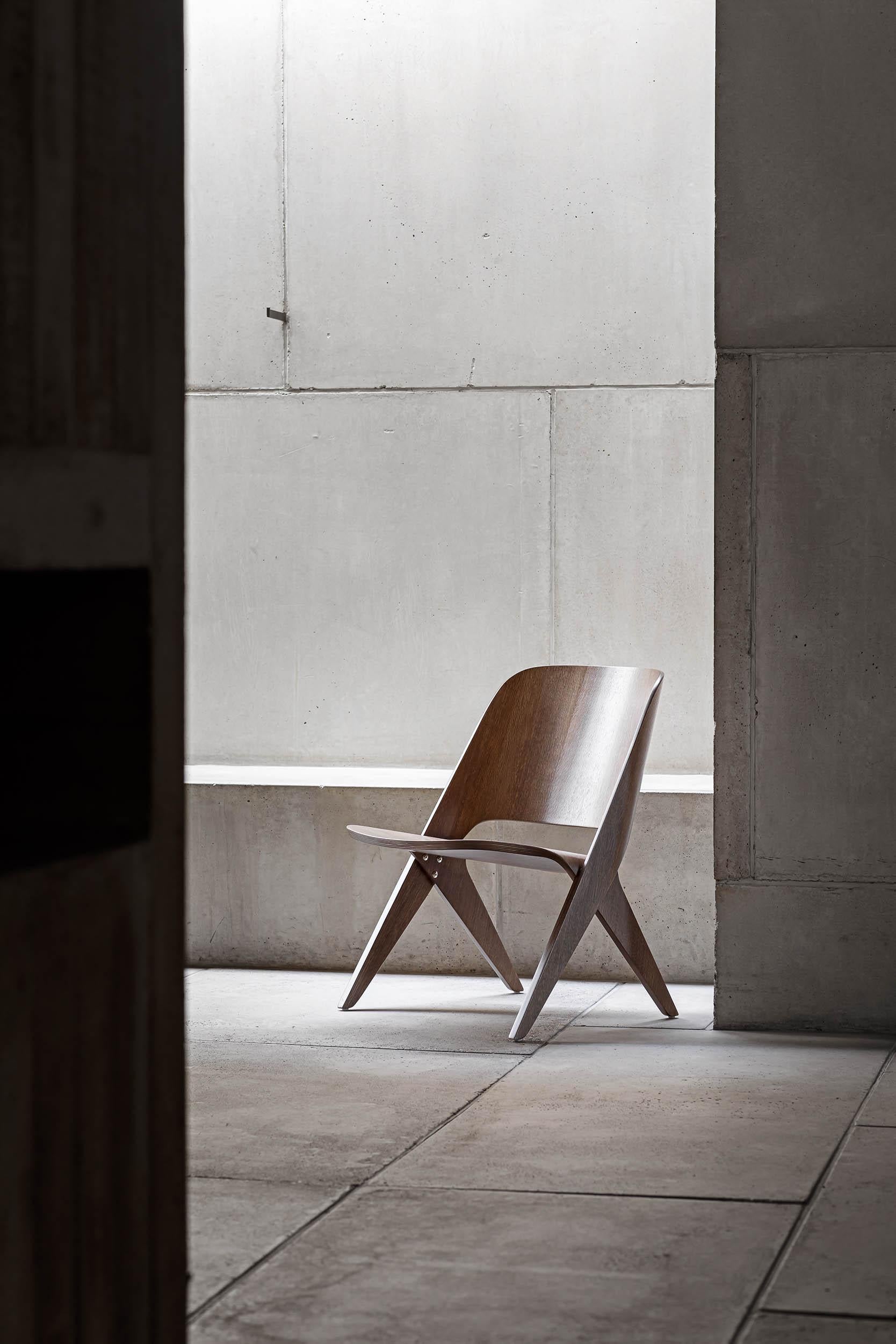 Scandinavian Modern Lounge Chair 'Lavitta' by Poiat, Dark Oak For Sale 4